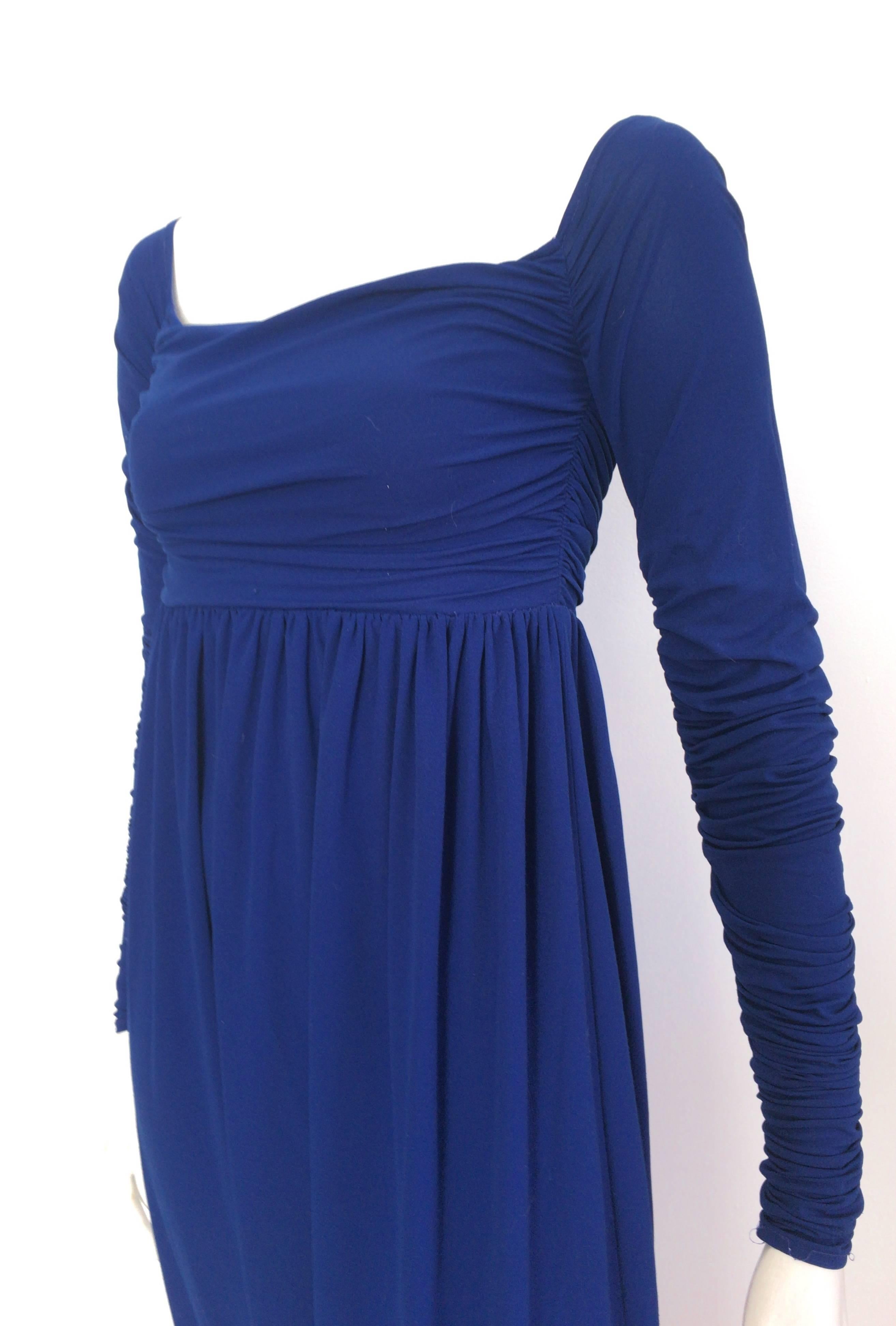 Norma Kamali OMO Blue Ruching Harem Jumpsuit Size 4. For Sale 3
