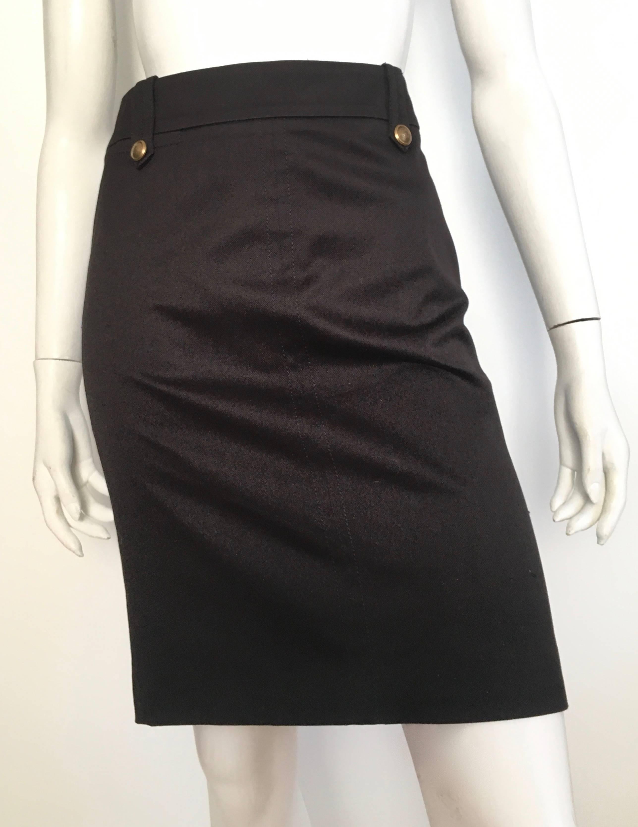 Gucci Black Cotton Pencil Skirt Size 10 / 42. For Sale 3