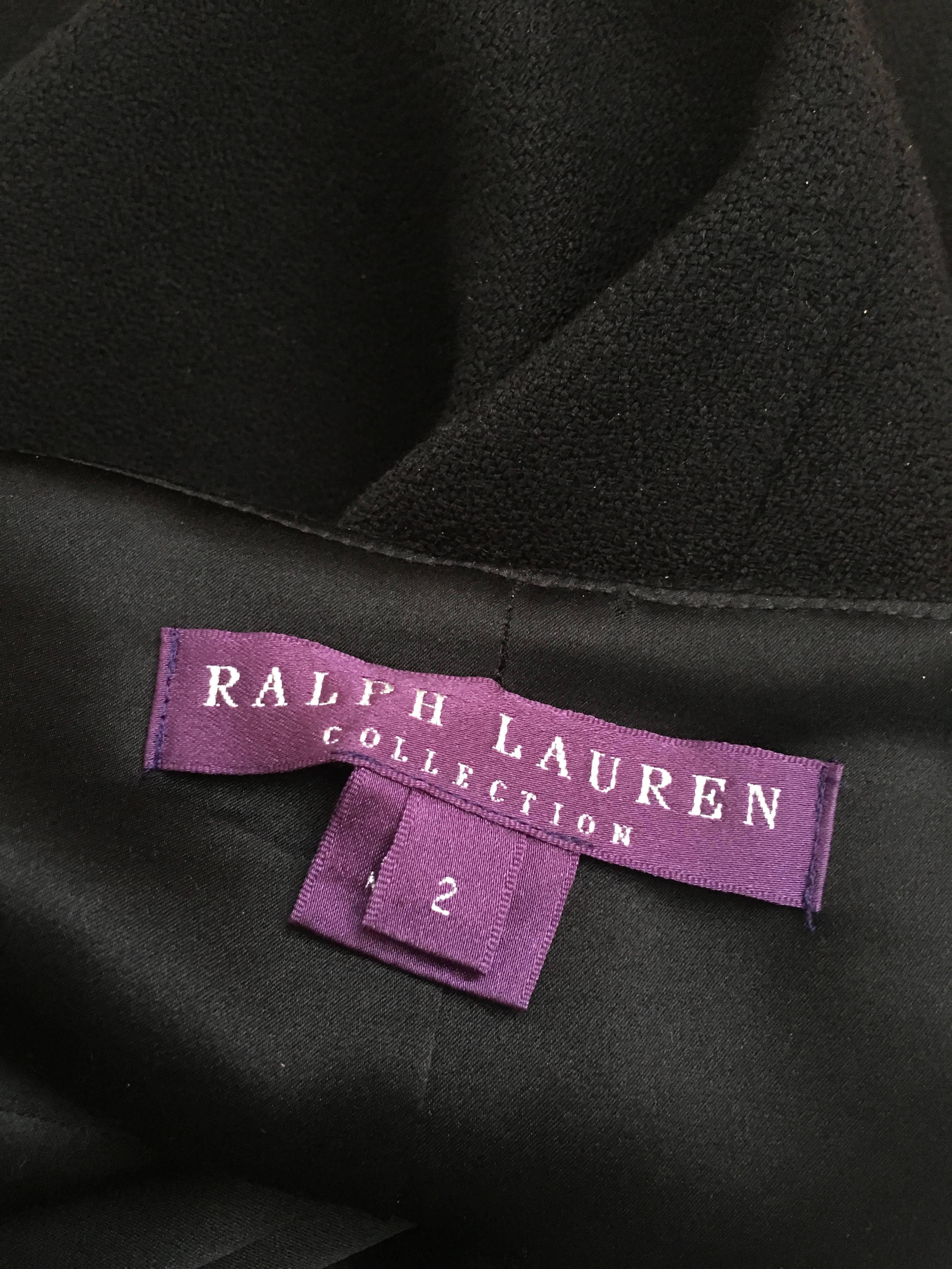 Ralph Lauren Collection Black Wool Pencil Skirt Size 2/4. For Sale 3