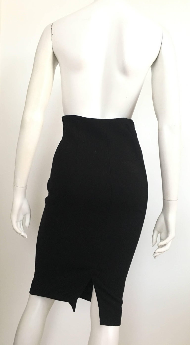 Ralph Lauren Collection Black Wool Pencil Skirt Size 2/4. For Sale at ...