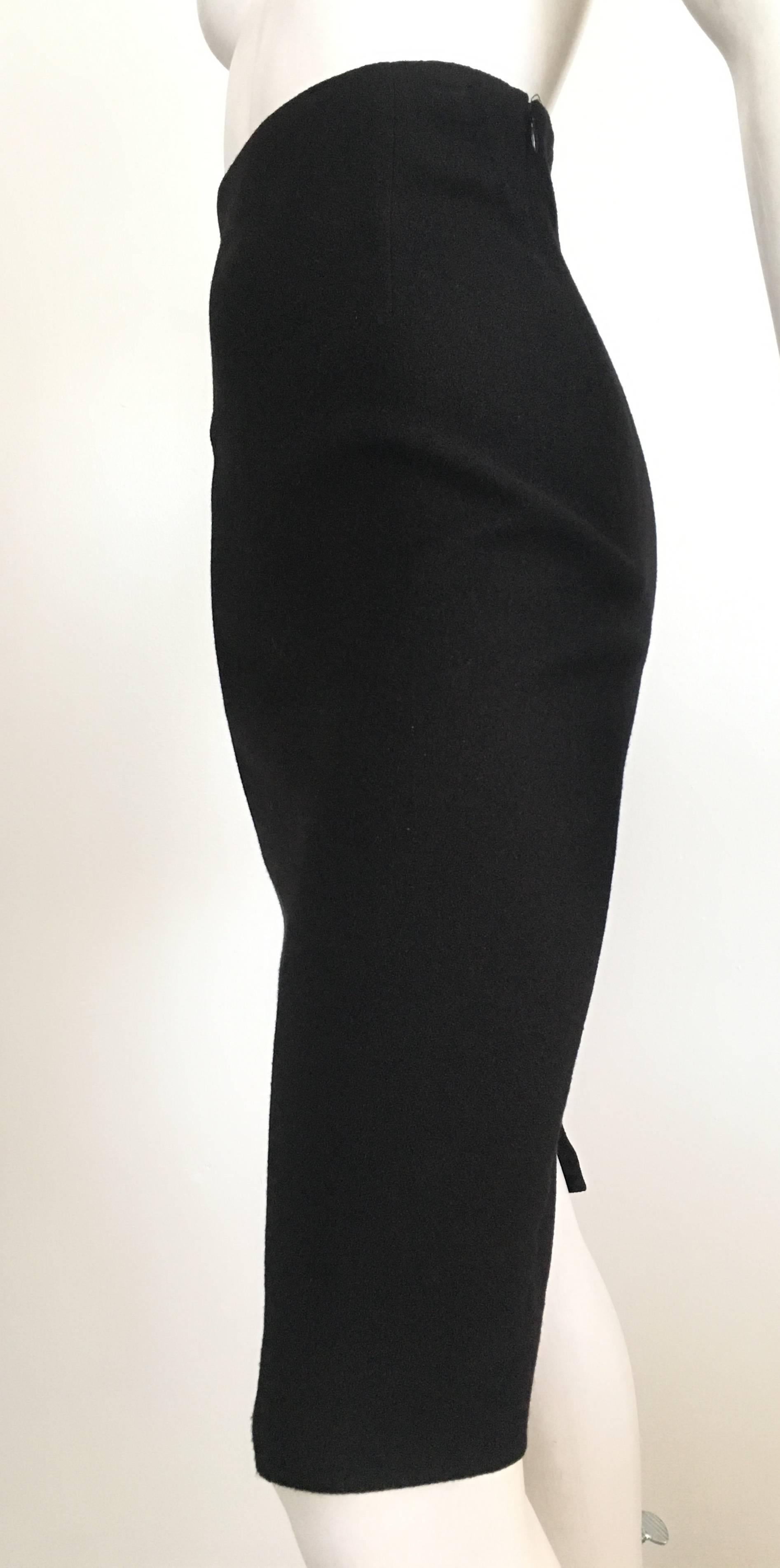Ralph Lauren Collection Black Wool Pencil Skirt Size 2/4. For Sale 2