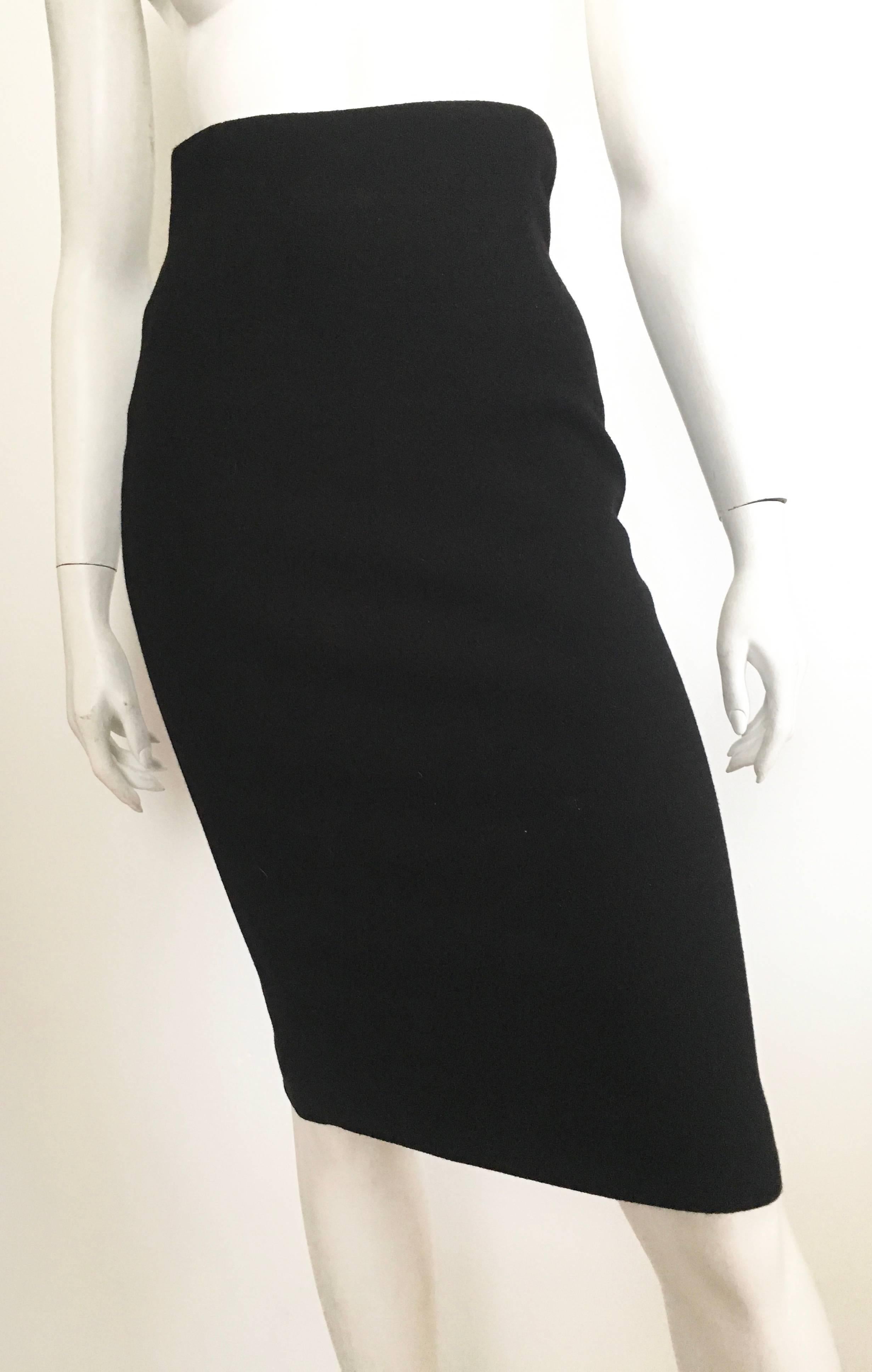 Ralph Lauren Collection Black Wool Pencil Skirt Size 2/4. For Sale 4