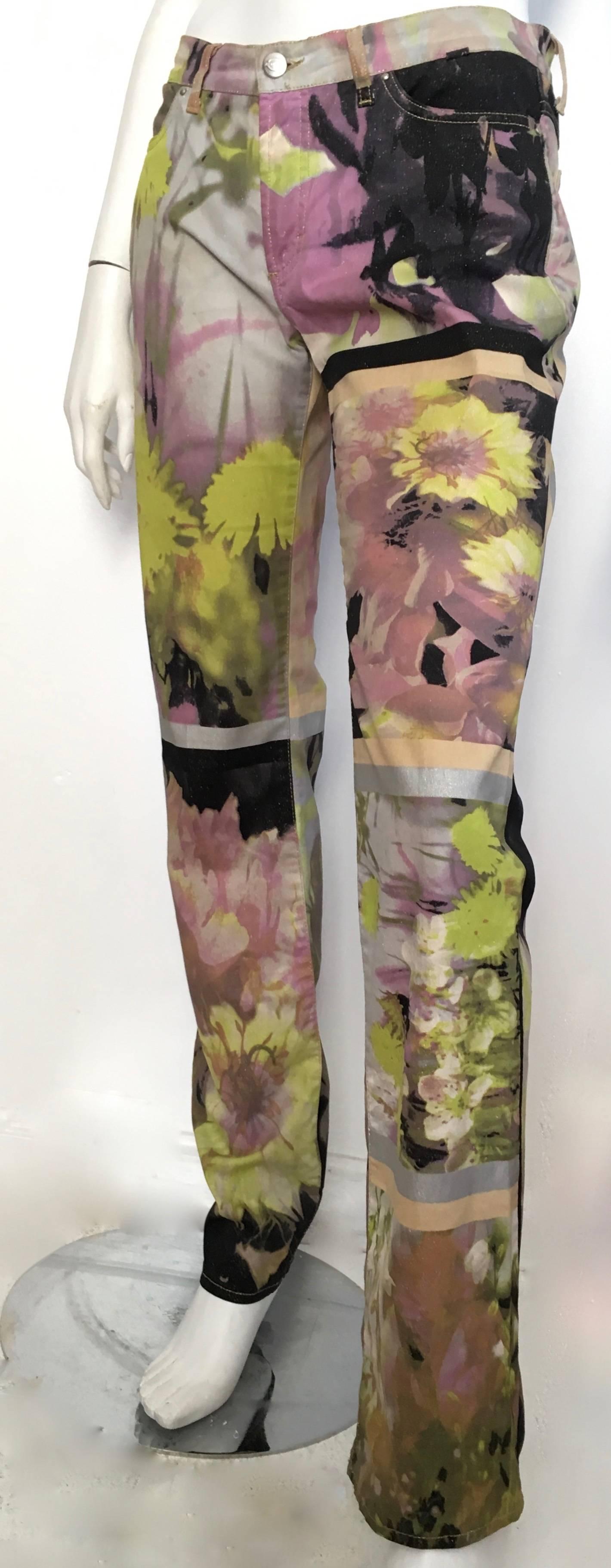 Brown Just Cavalli Glitter Cotton Floral Pants  For Sale