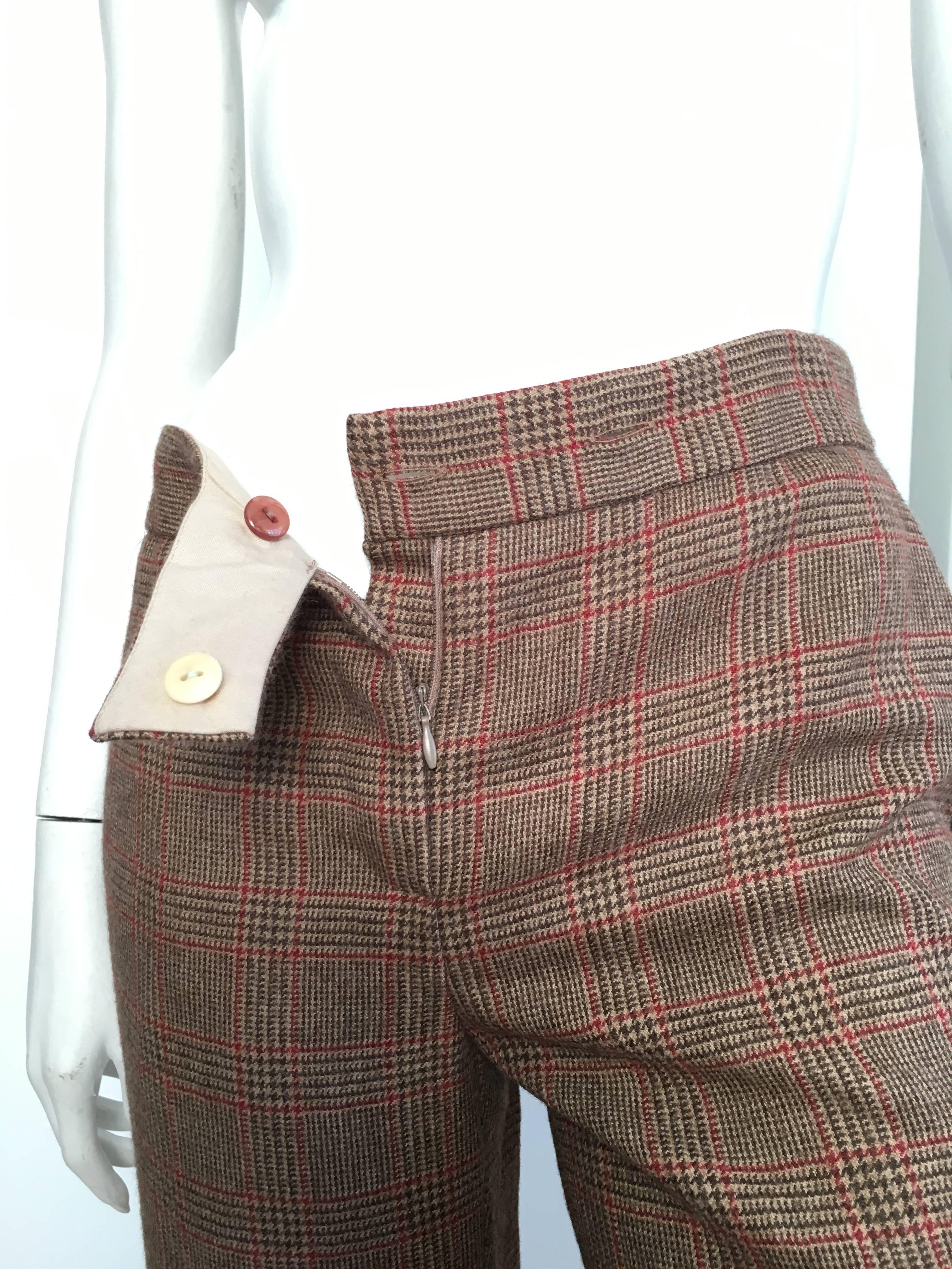 Blumarine Glen Plaid Wool Pants with Pockets, Size 4  For Sale 2