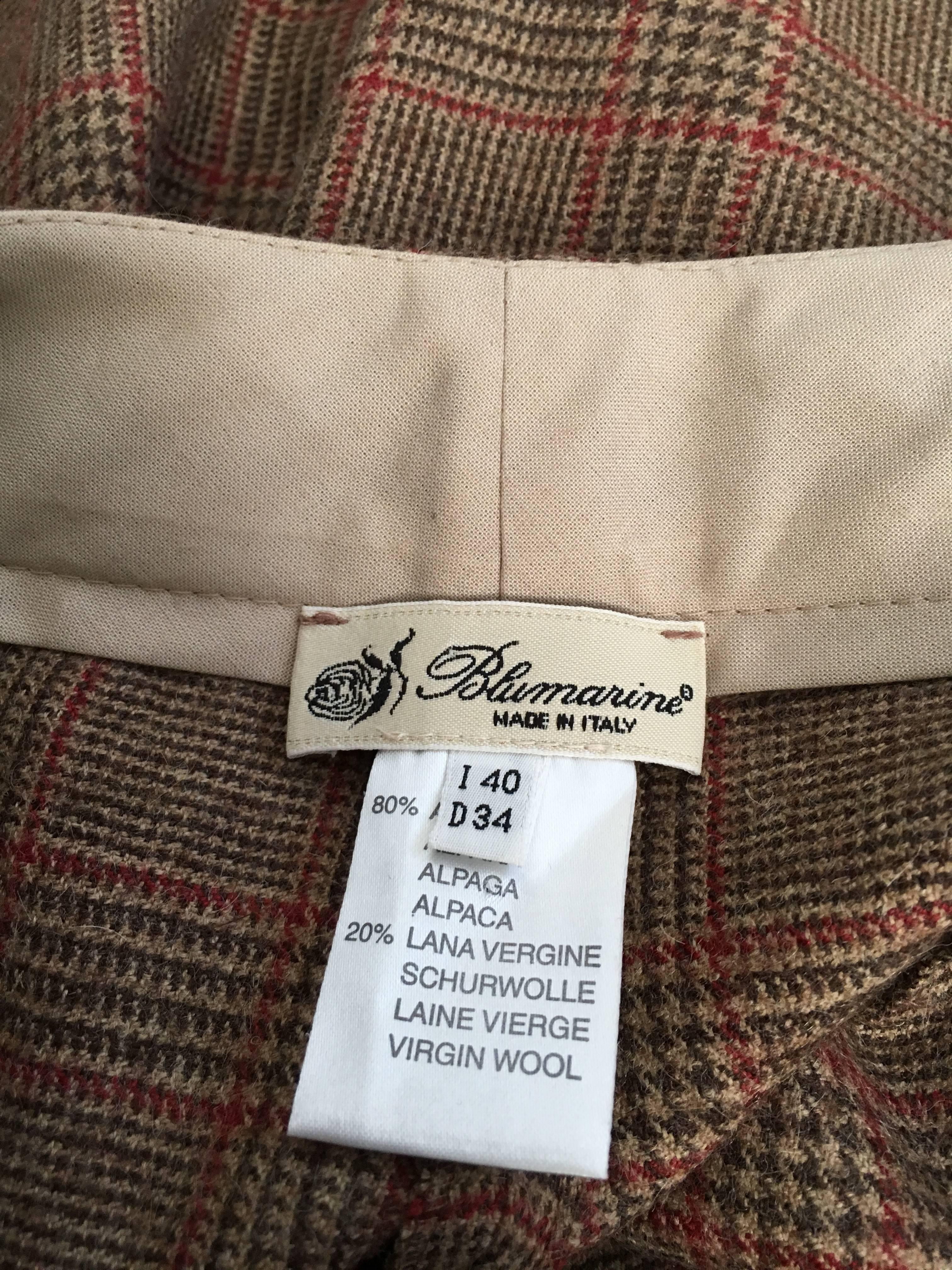 Blumarine Glen Plaid Wool Pants with Pockets, Size 4  For Sale 5