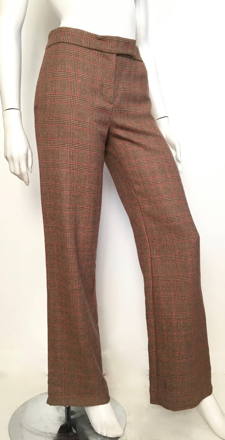 Blumarine Glen Plaid Wool Pants with Pockets, Size 4 For Sale at 1stDibs