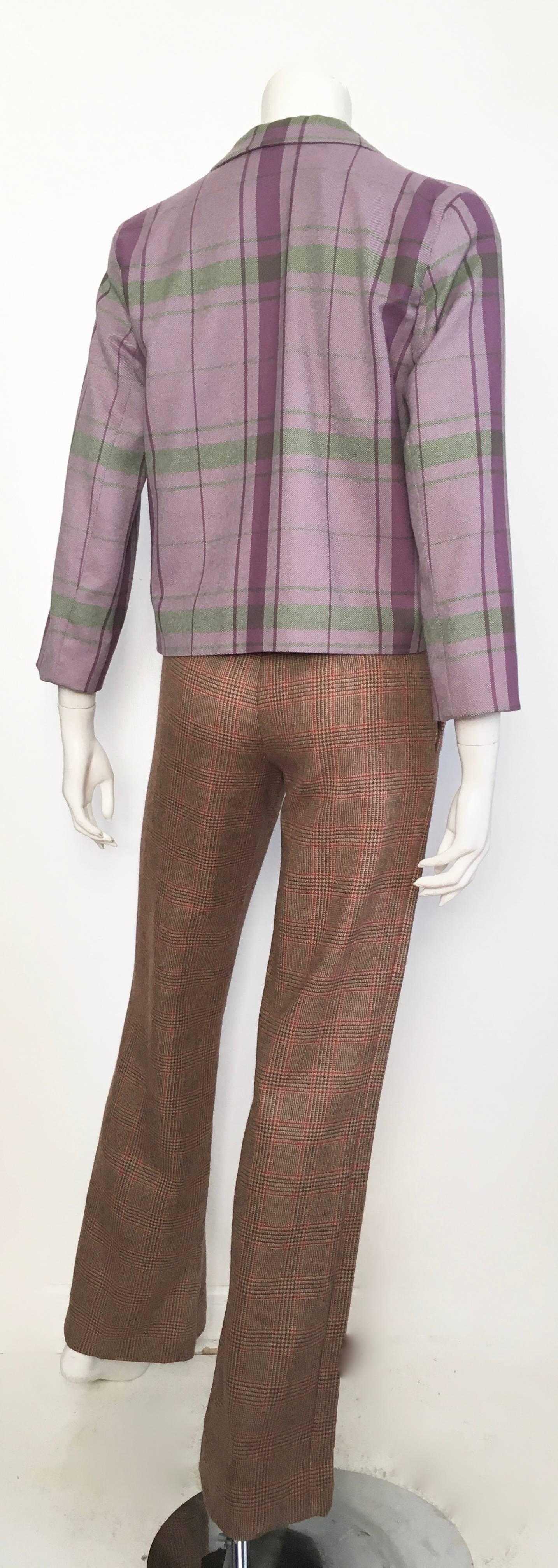 Blumarine Glen Plaid Wool Pants with Pockets, Size 4  For Sale 4