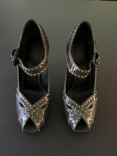 Bottega Veneta Patent Leather Baby Jane High Heels
