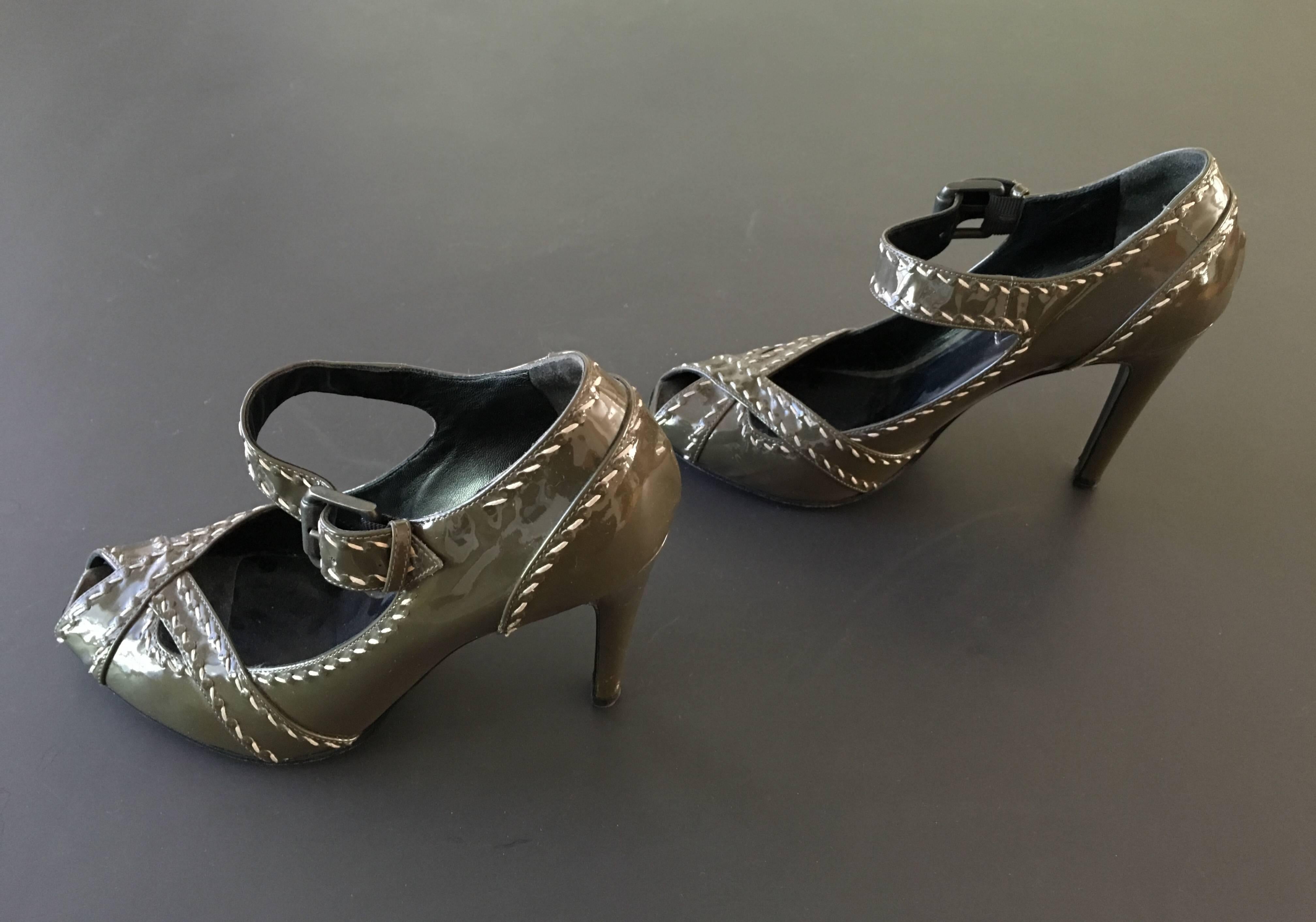 Bottega Veneta Patent Leather Baby Jane High Heels  For Sale 4