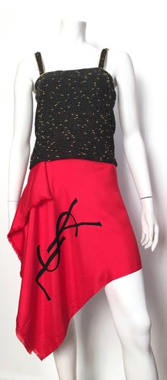 Yves Saint Laurent Black & Gold Lurex Metallic Knit Top Size Small.