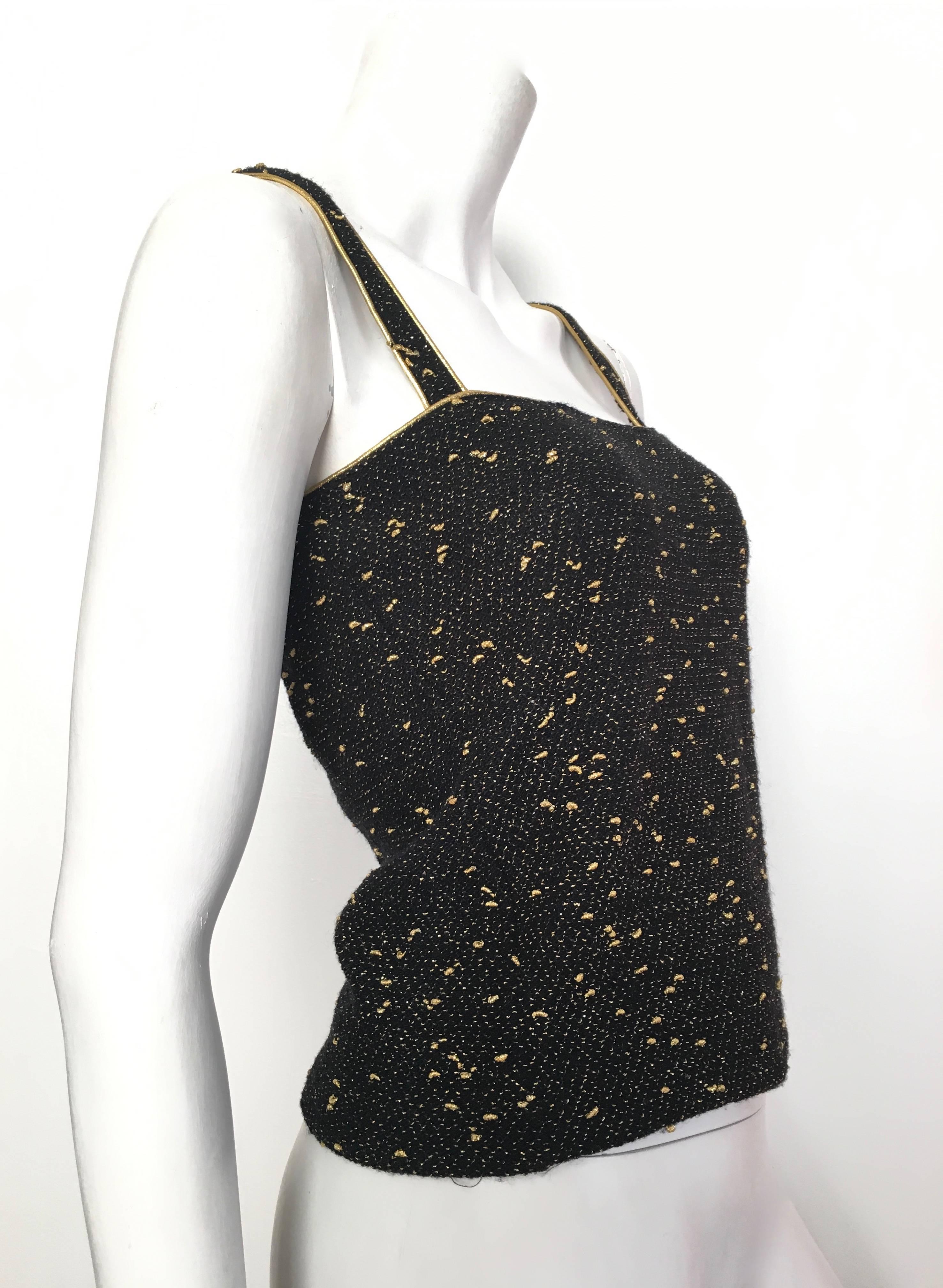 Yves Saint Laurent Black & Gold Lurex Metallic Knit Top Size Small.  In Excellent Condition For Sale In Atlanta, GA