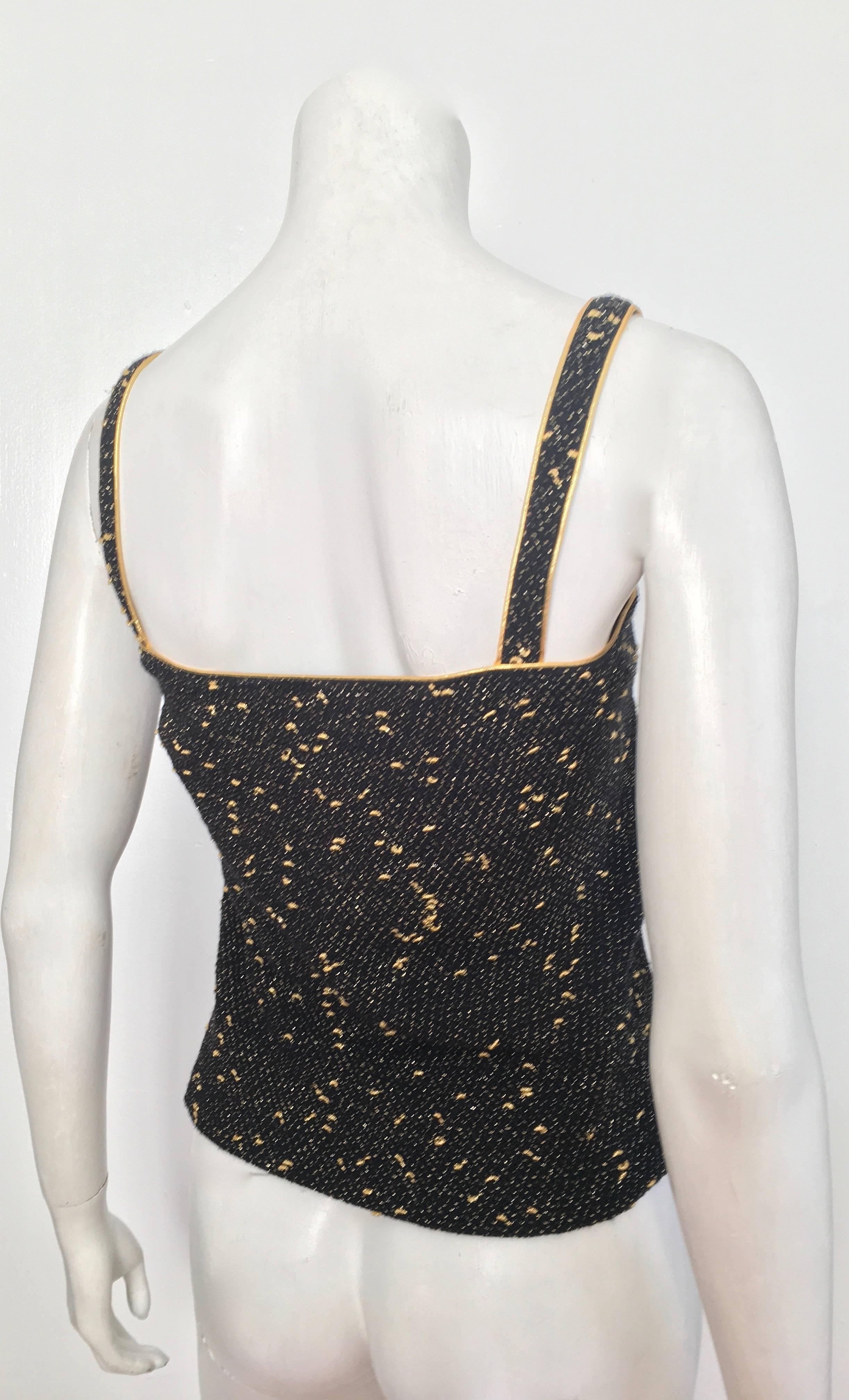 Women's or Men's Yves Saint Laurent Black & Gold Lurex Metallic Knit Top Size Small.  For Sale