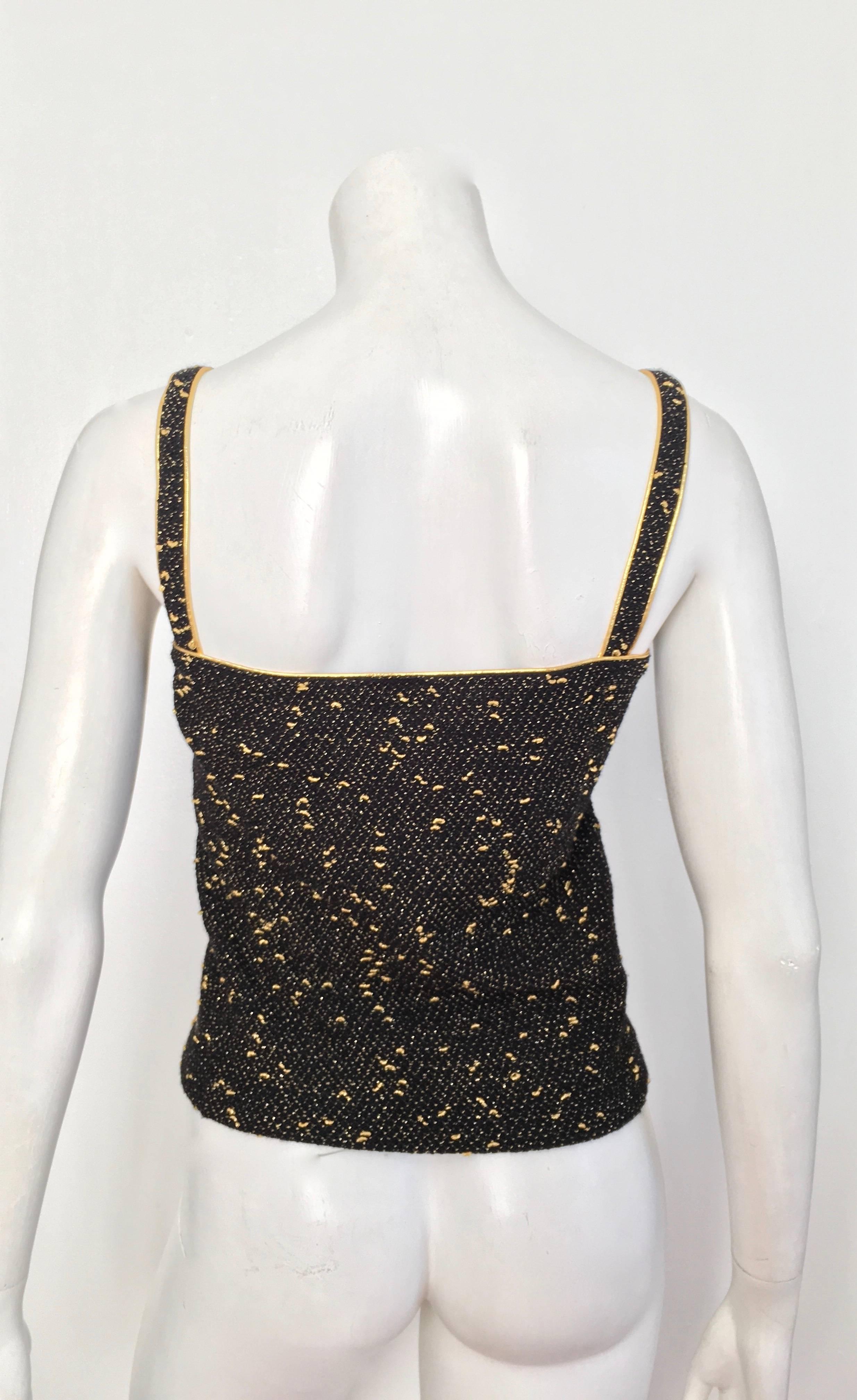 Yves Saint Laurent Black & Gold Lurex Metallic Knit Top Size Small.  For Sale 1