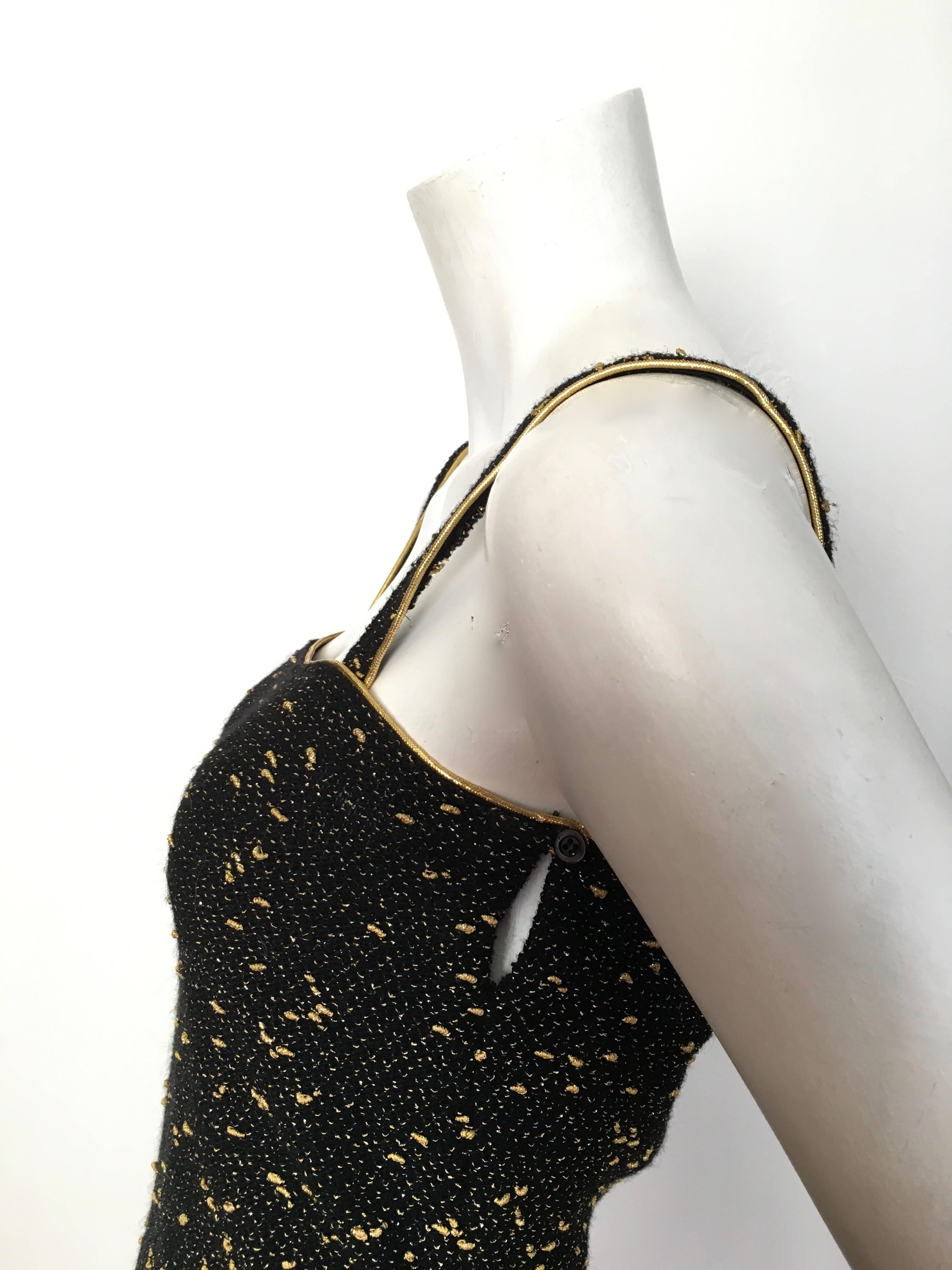 Yves Saint Laurent Black & Gold Lurex Metallic Knit Top Size Small.  For Sale 2