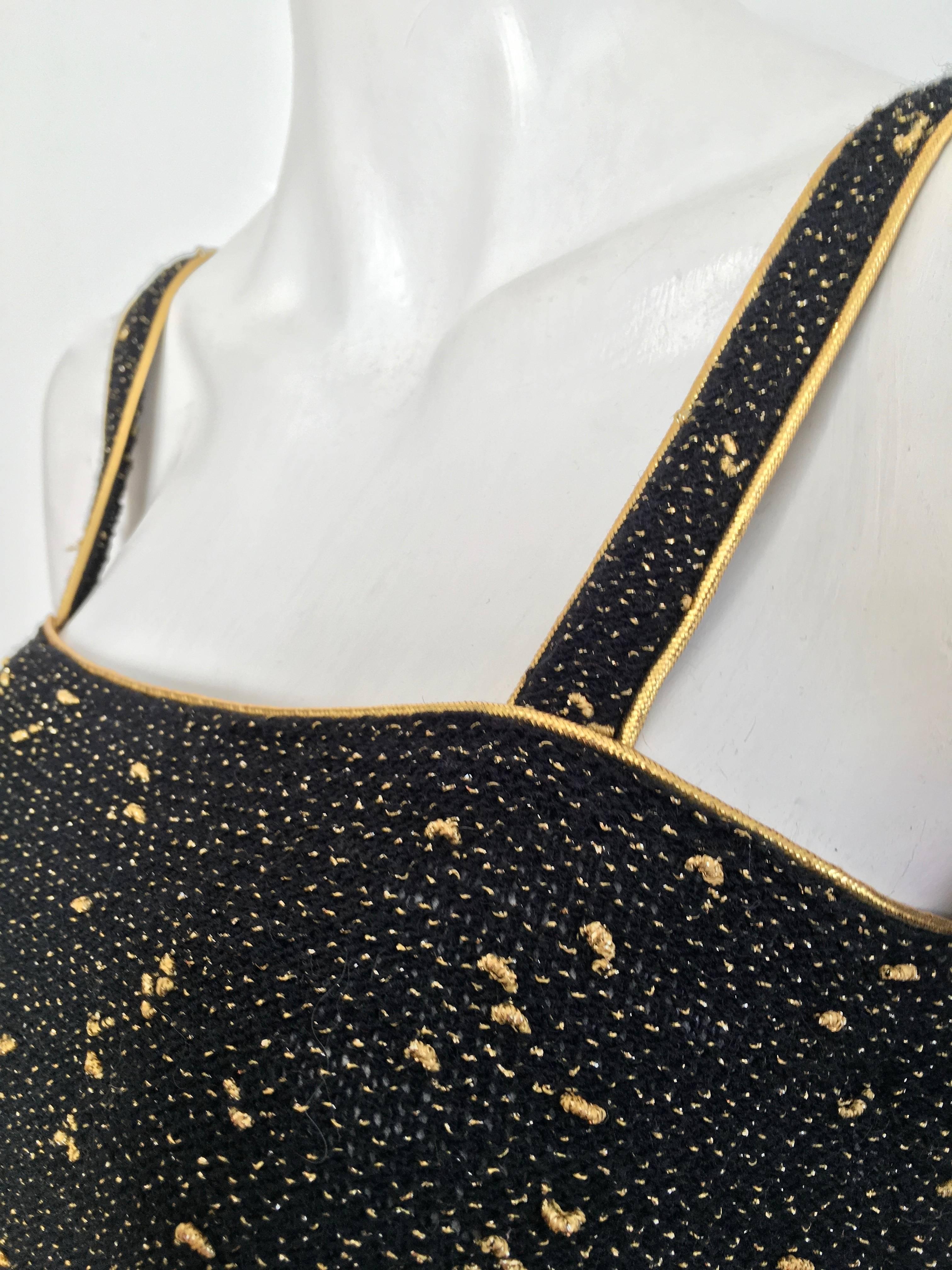 Yves Saint Laurent Black & Gold Lurex Metallic Knit Top Size Small.  For Sale 4