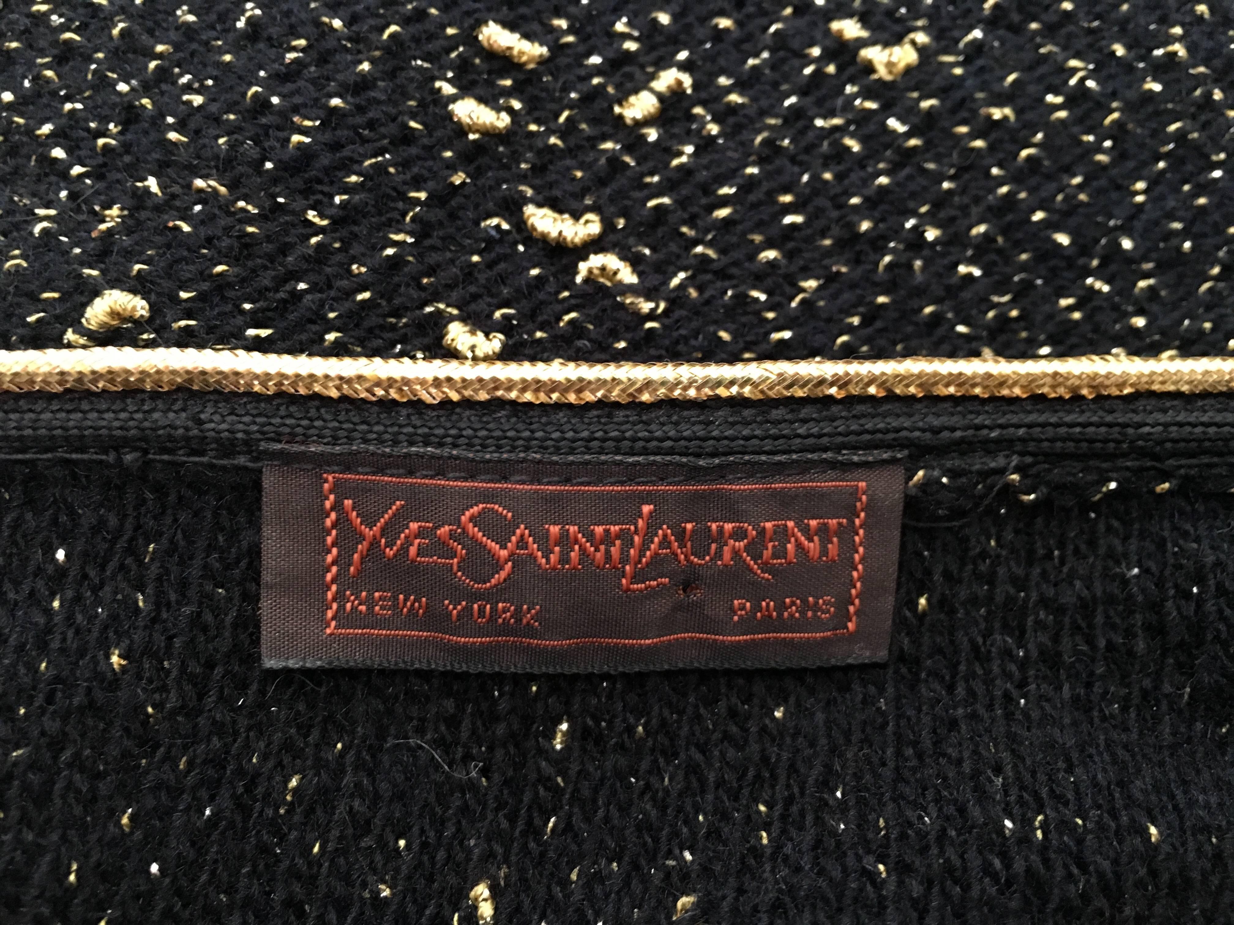 Yves Saint Laurent Black & Gold Lurex Metallic Knit Top Size Small.  For Sale 5