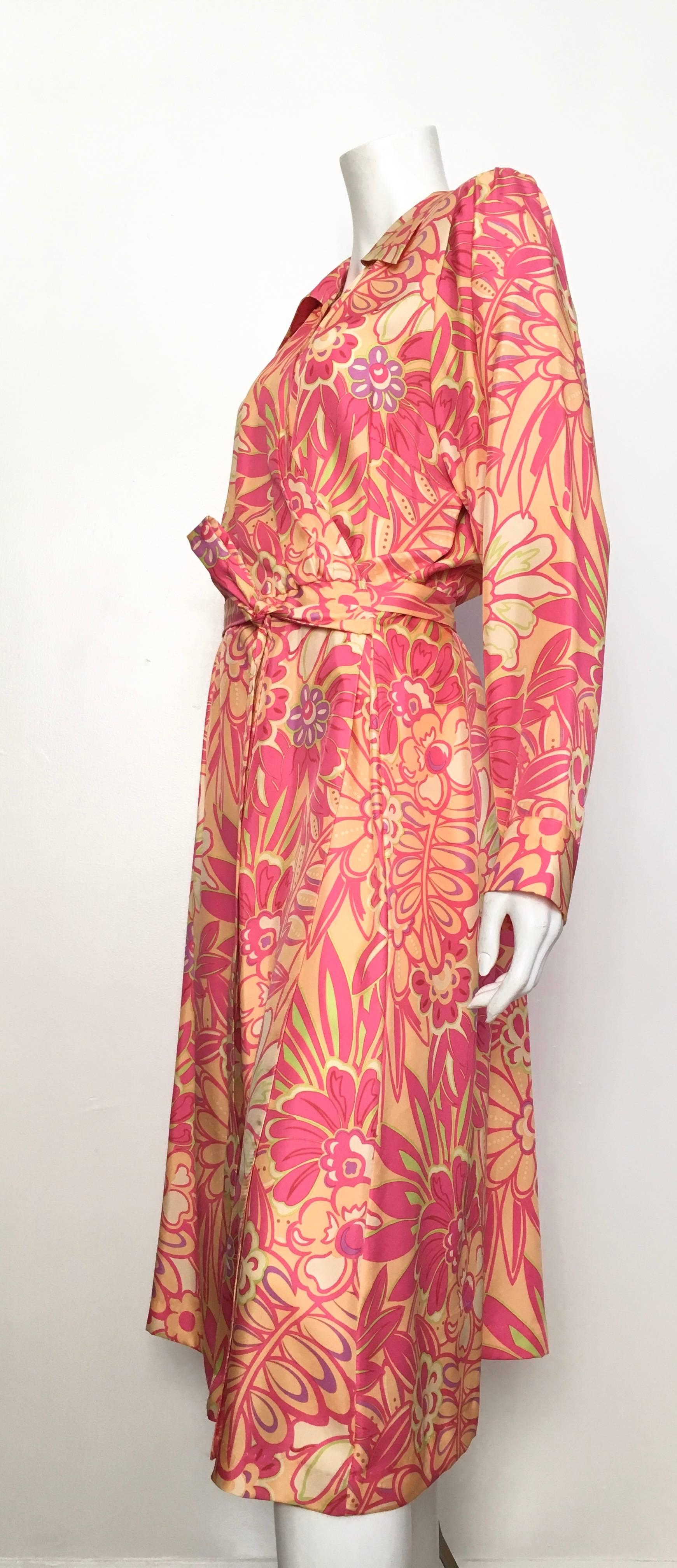 Women's or Men's Bob Mackie Floral Silk Wrap Dress Size 14 / 16.