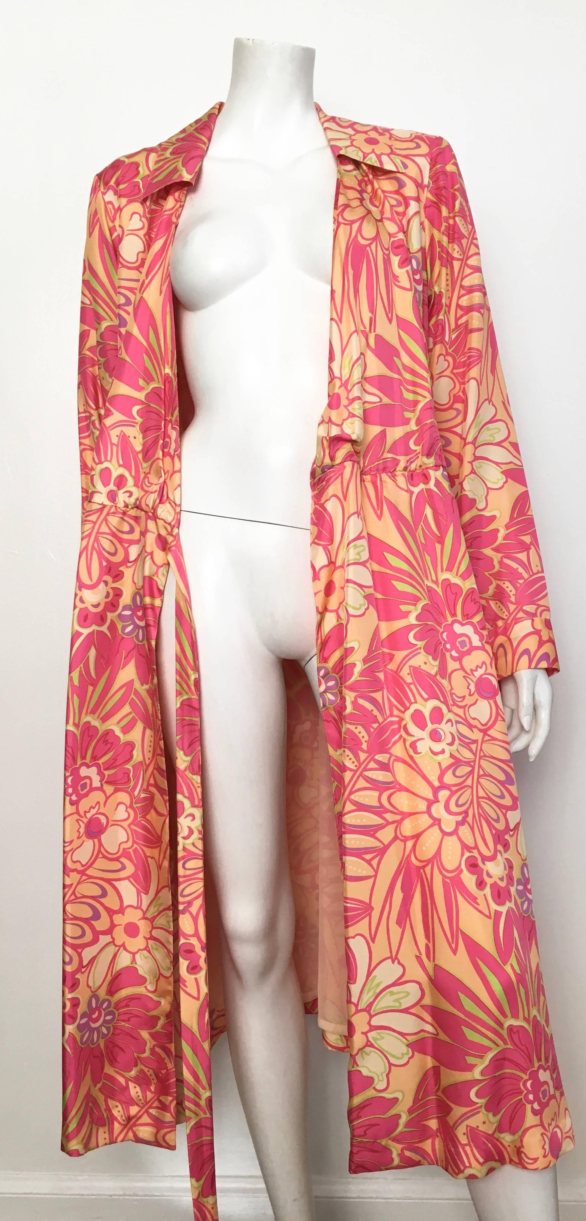 Bob Mackie Floral Silk Wrap Dress Size 14 / 16. 2