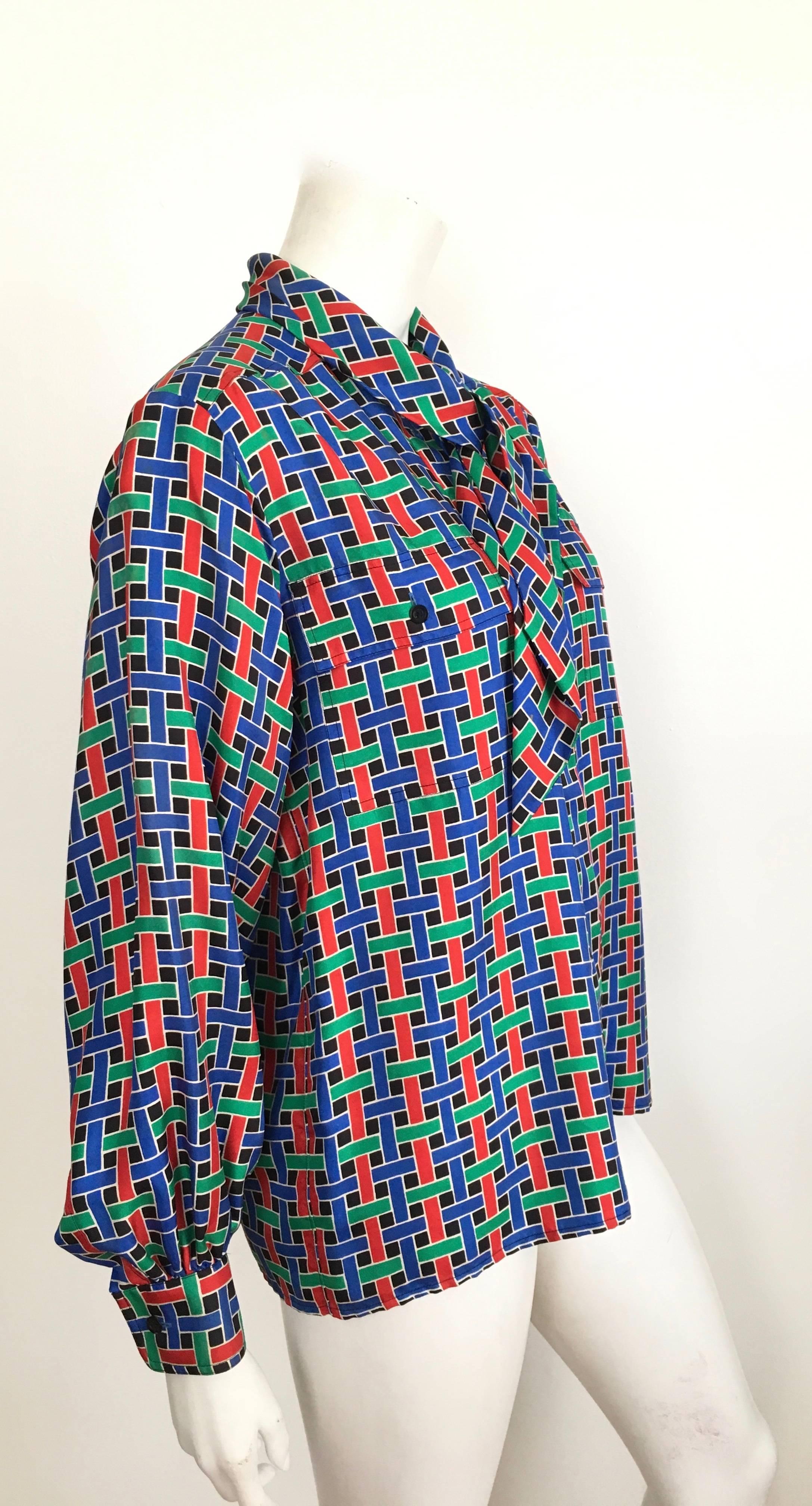 Saint Laurent Rive Gauche Blouse, 1980s  In Excellent Condition For Sale In Atlanta, GA