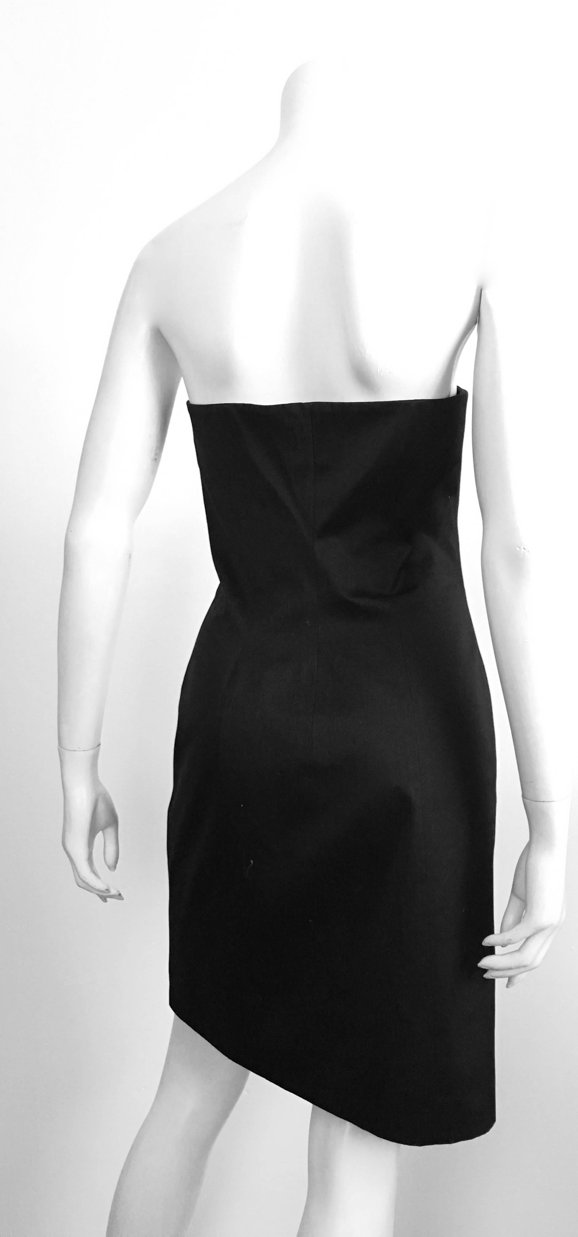 Women's or Men's Michael Kors Strapless Cotton Black Cocktail Dress Size 4 / 6. Made in Italy. For Sale