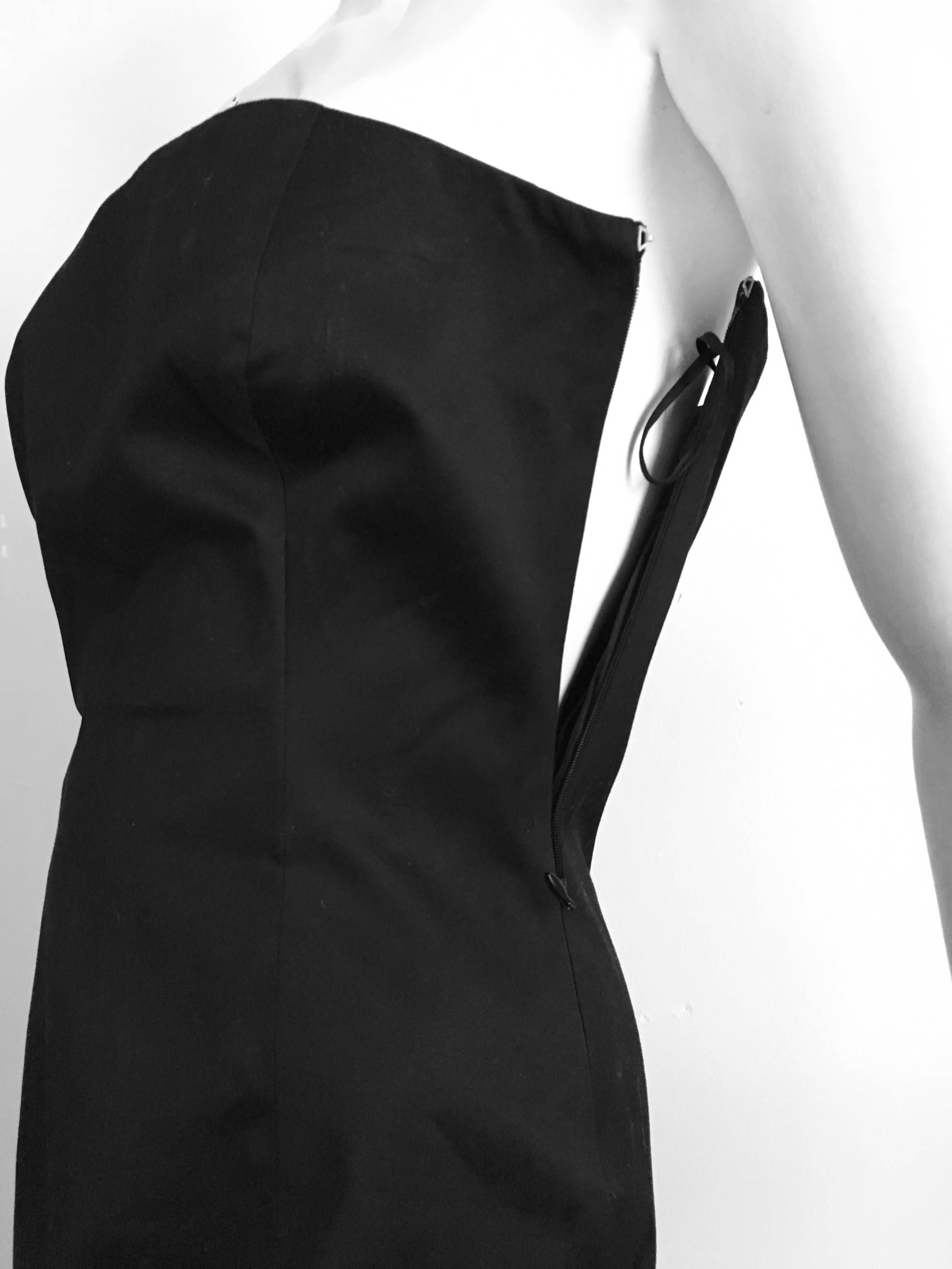 Michael Kors Strapless Cotton Black Cocktail Dress Size 4 / 6. Made in Italy. For Sale 3