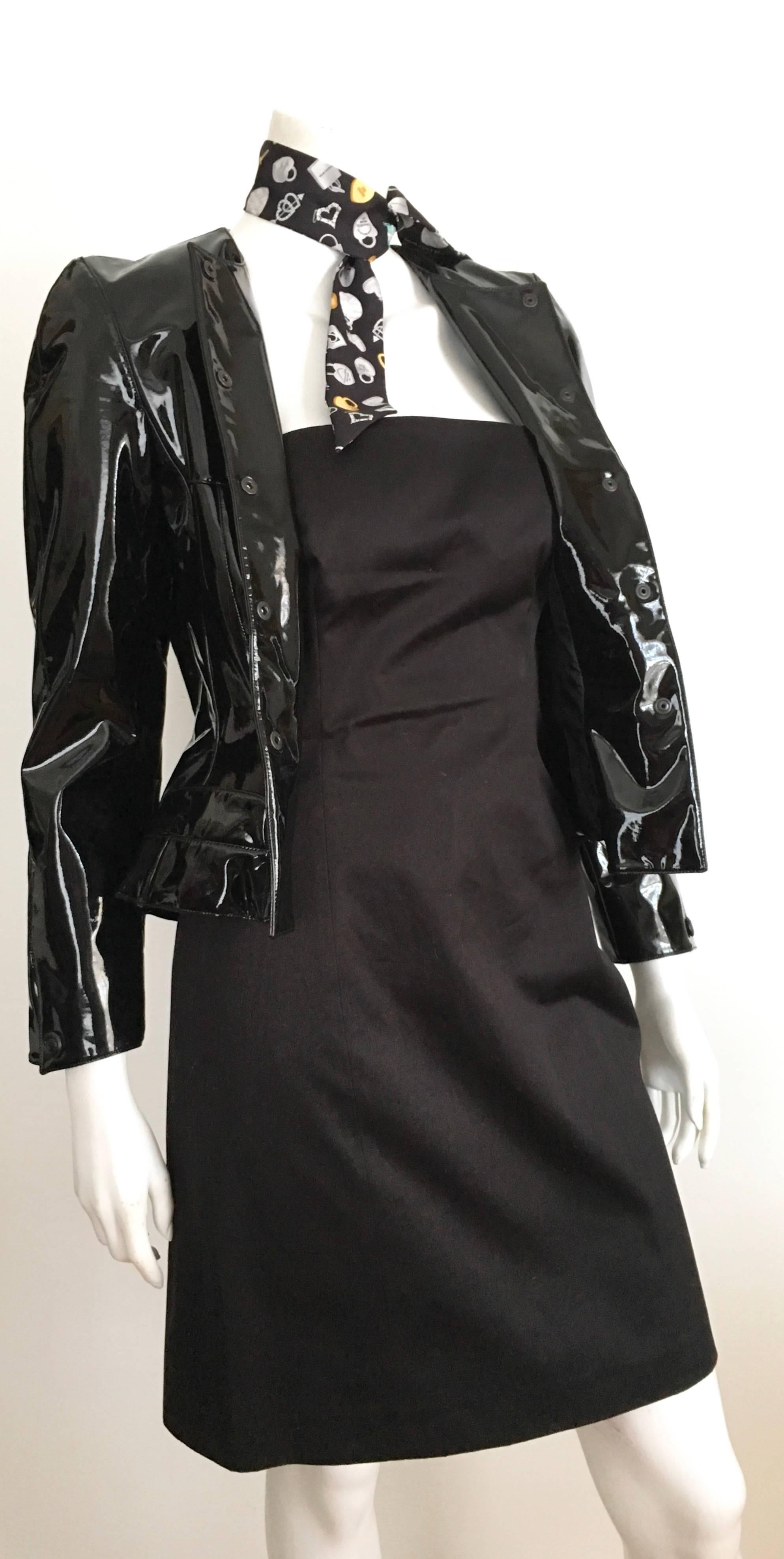 Michael Kors Strapless Cotton Black Cocktail Dress Size 4 / 6. Made in Italy. For Sale 5