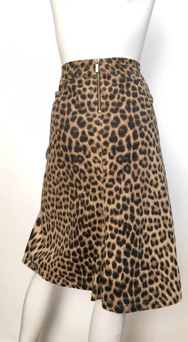 Roberto Cavalli Cotton Leopard Print Skirt Size 10. For Sale at 1stDibs