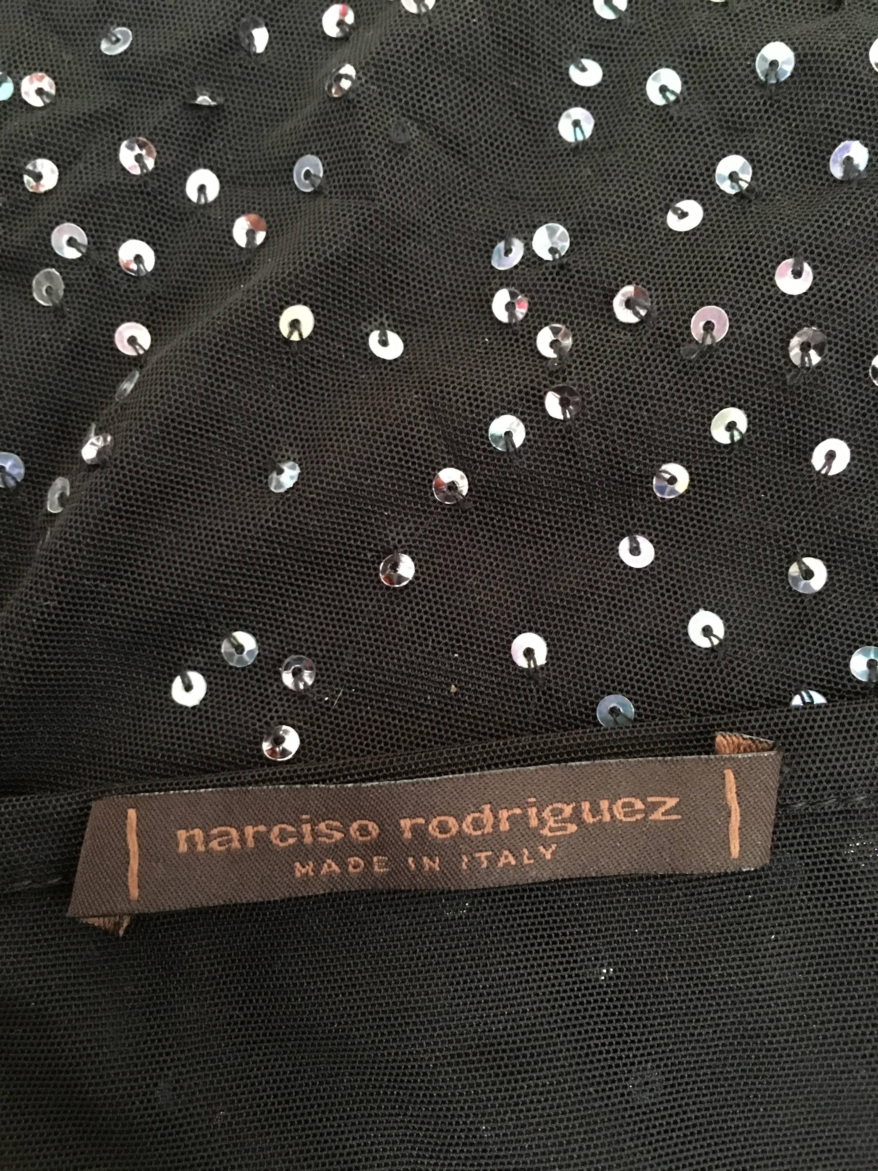 Narciso Rodriguez Black Sheer Sleeveless Sequin Top Size 6. Made in Italy. For Sale 6
