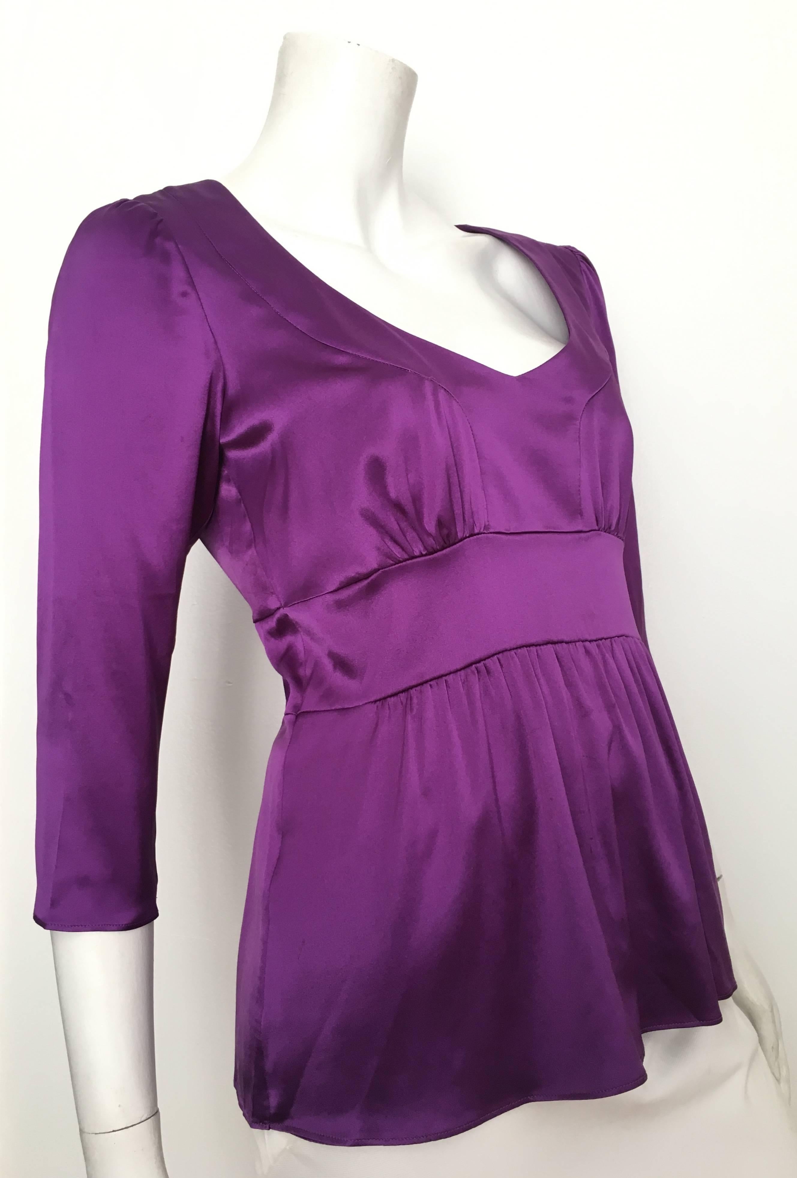 ETRO Silk Purple Blouse Size 6. In Excellent Condition For Sale In Atlanta, GA