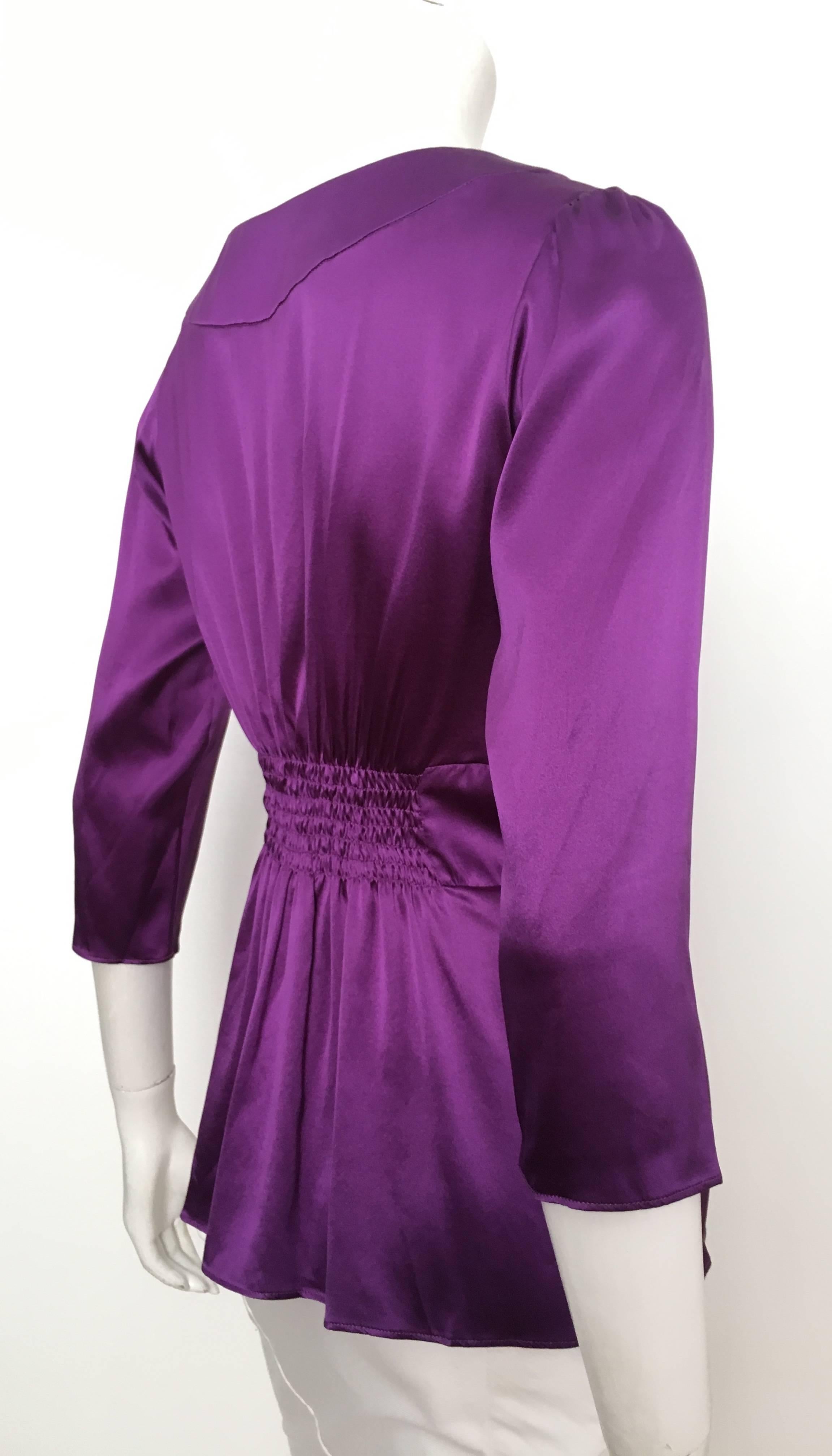 ETRO Silk Purple Blouse Size 6. For Sale 1