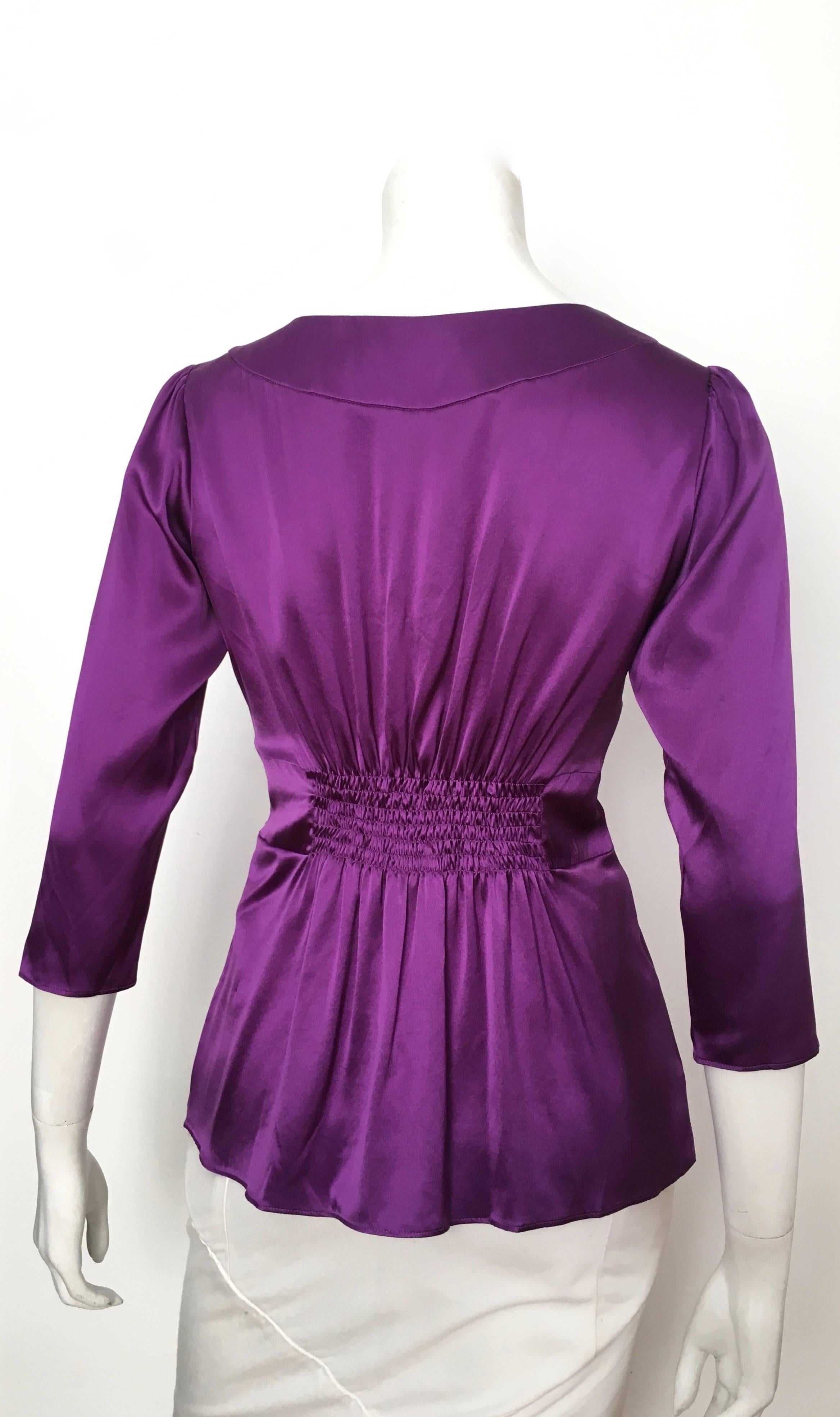 ETRO Silk Purple Blouse Size 6. For Sale 2