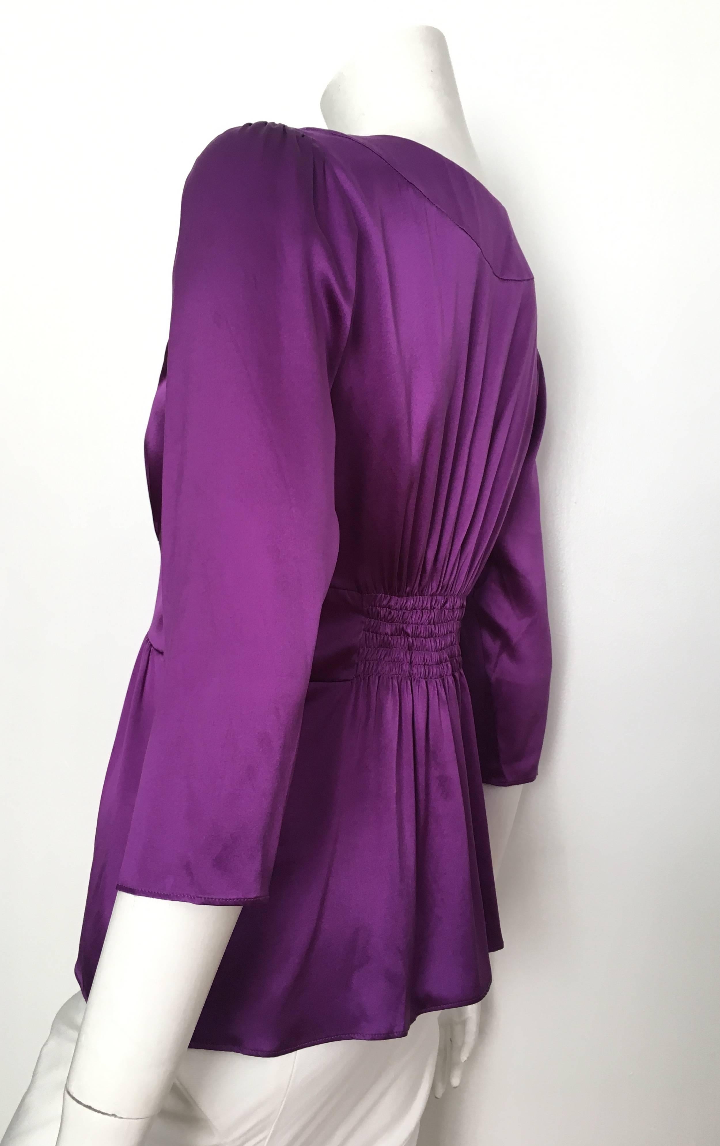ETRO Silk Purple Blouse Size 6. For Sale 3
