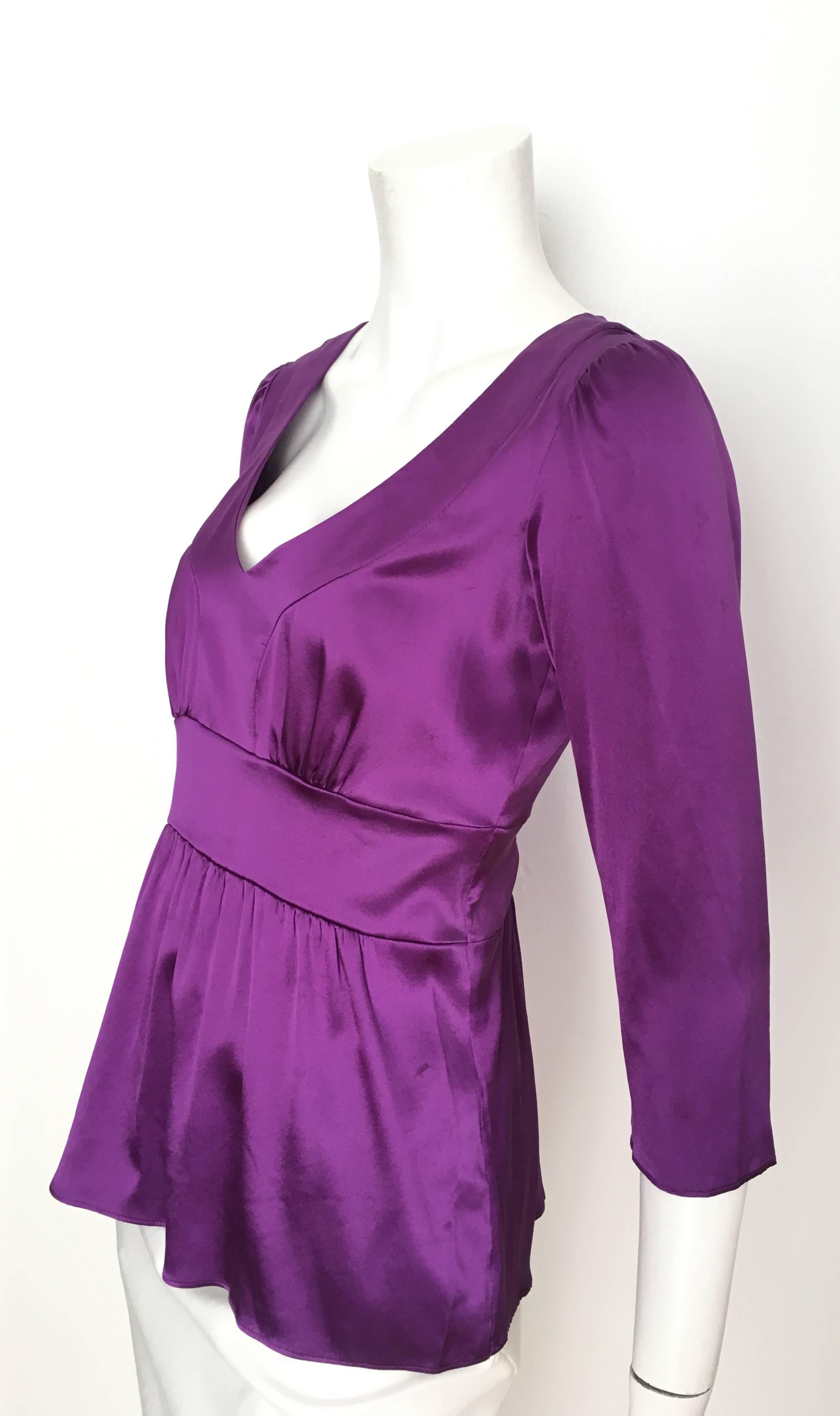 ETRO Silk Purple Blouse Size 6. For Sale 4