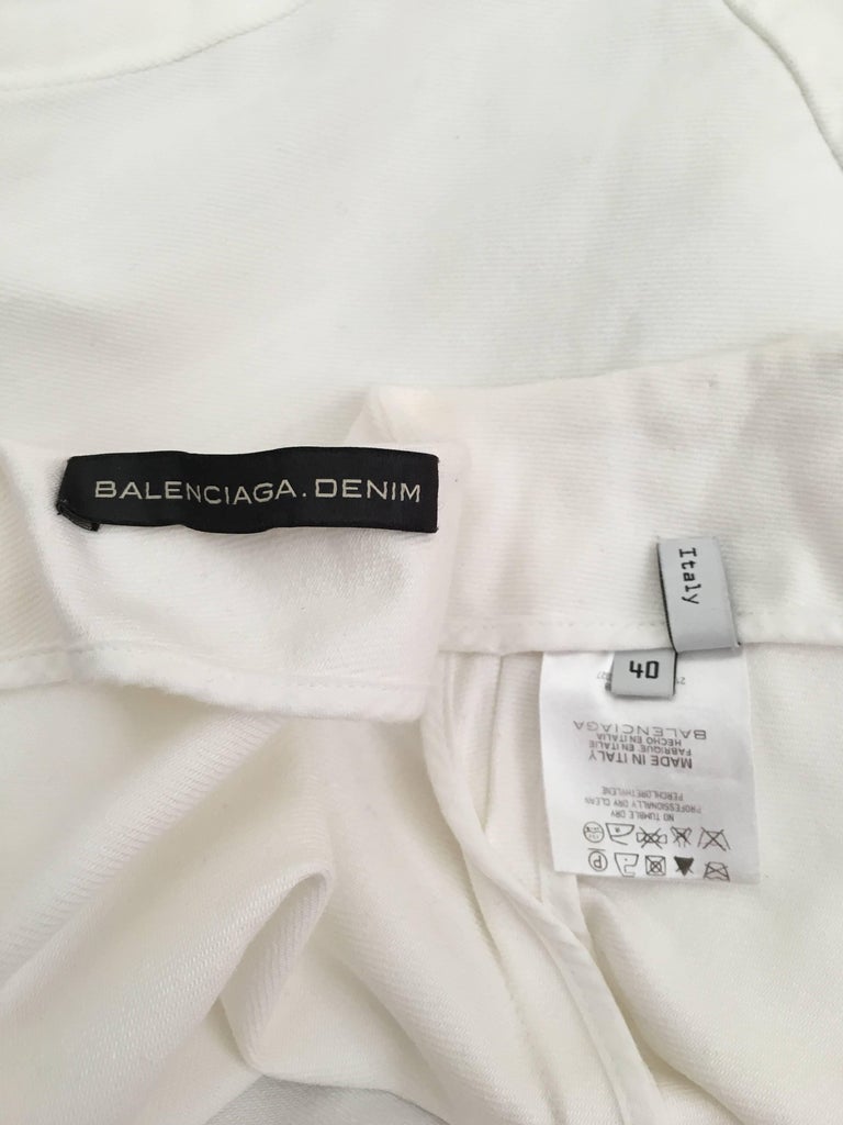 Balenciaga White Denim Pencil Skirt Size 4. Made in Italy. For Sale at ...