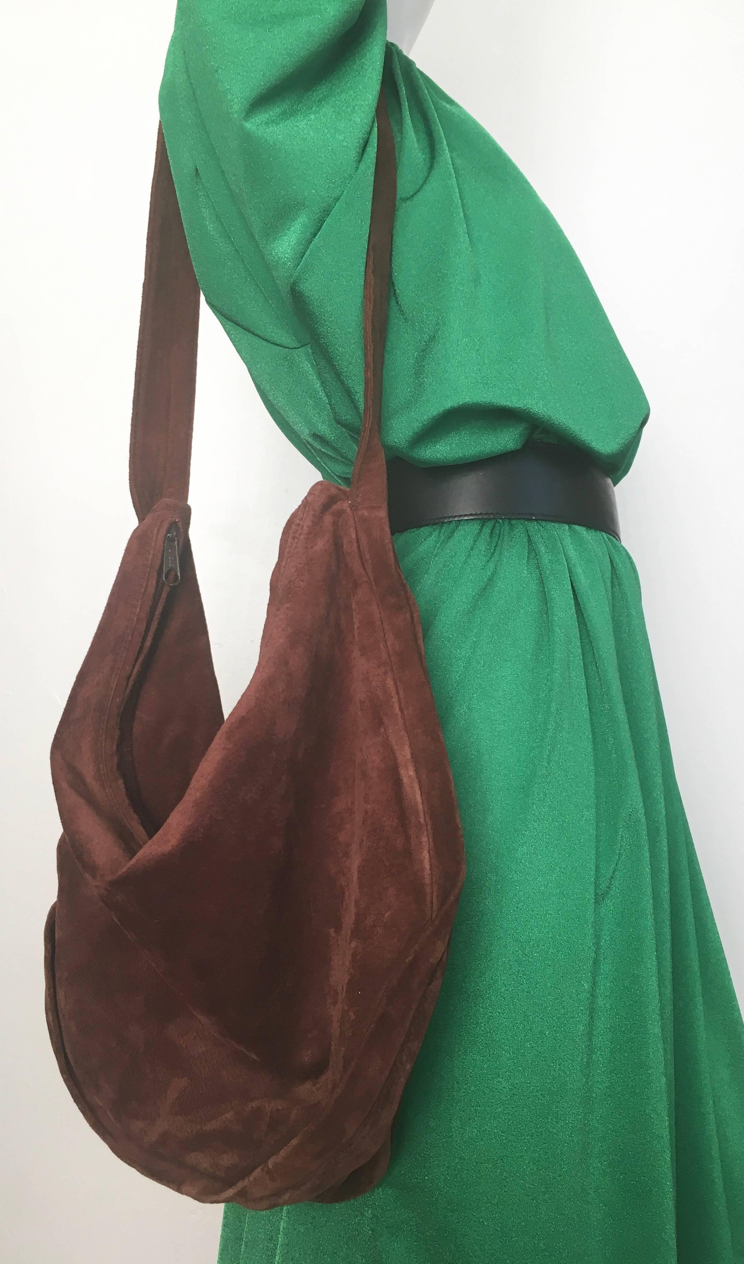 Women's or Men's Donna Karan Brown Suede Hobo Handbag. Made in Italy. Never Used.