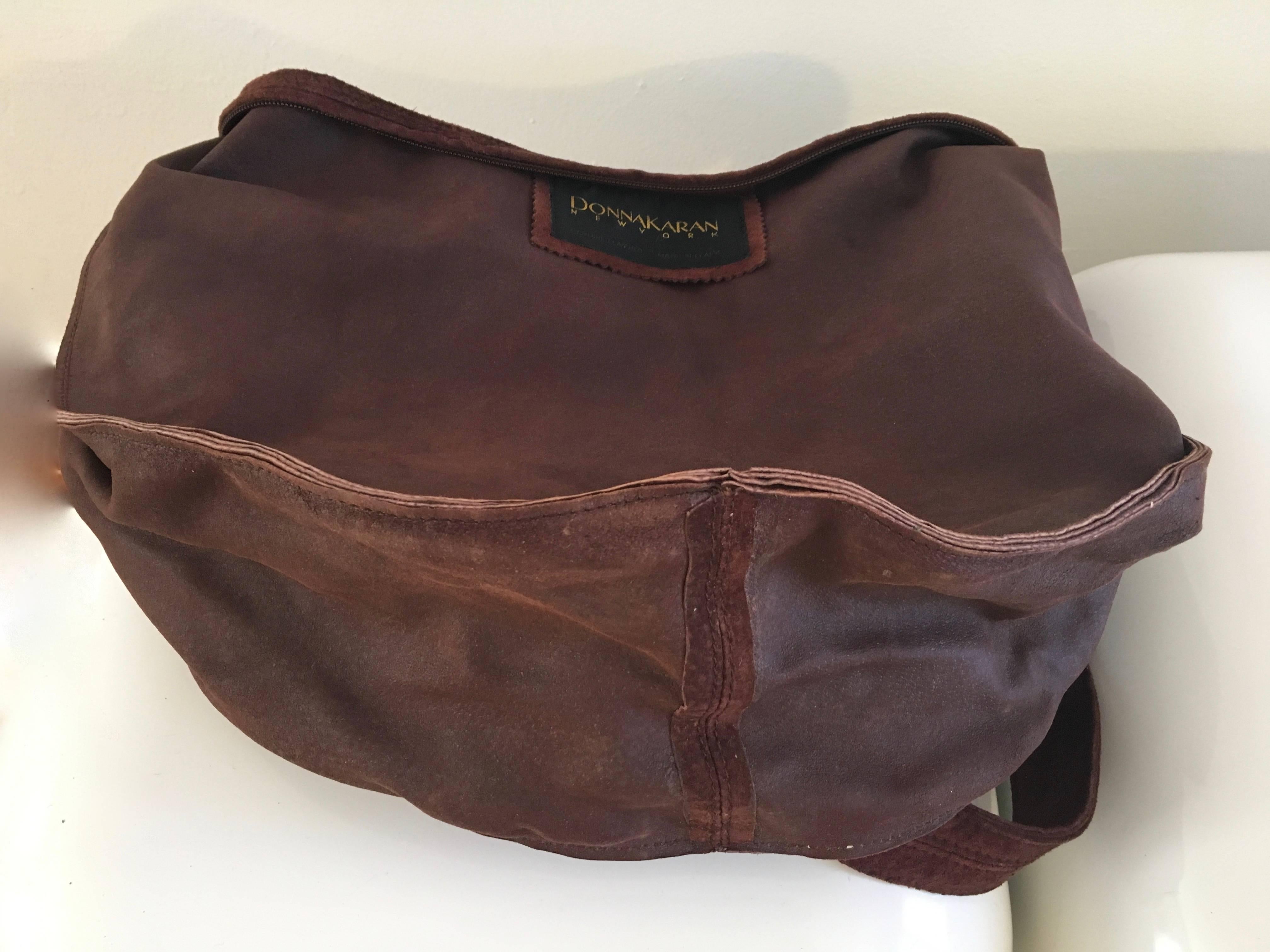 Donna Karan Brown Suede Hobo Handbag. Made in Italy. Never Used. 1