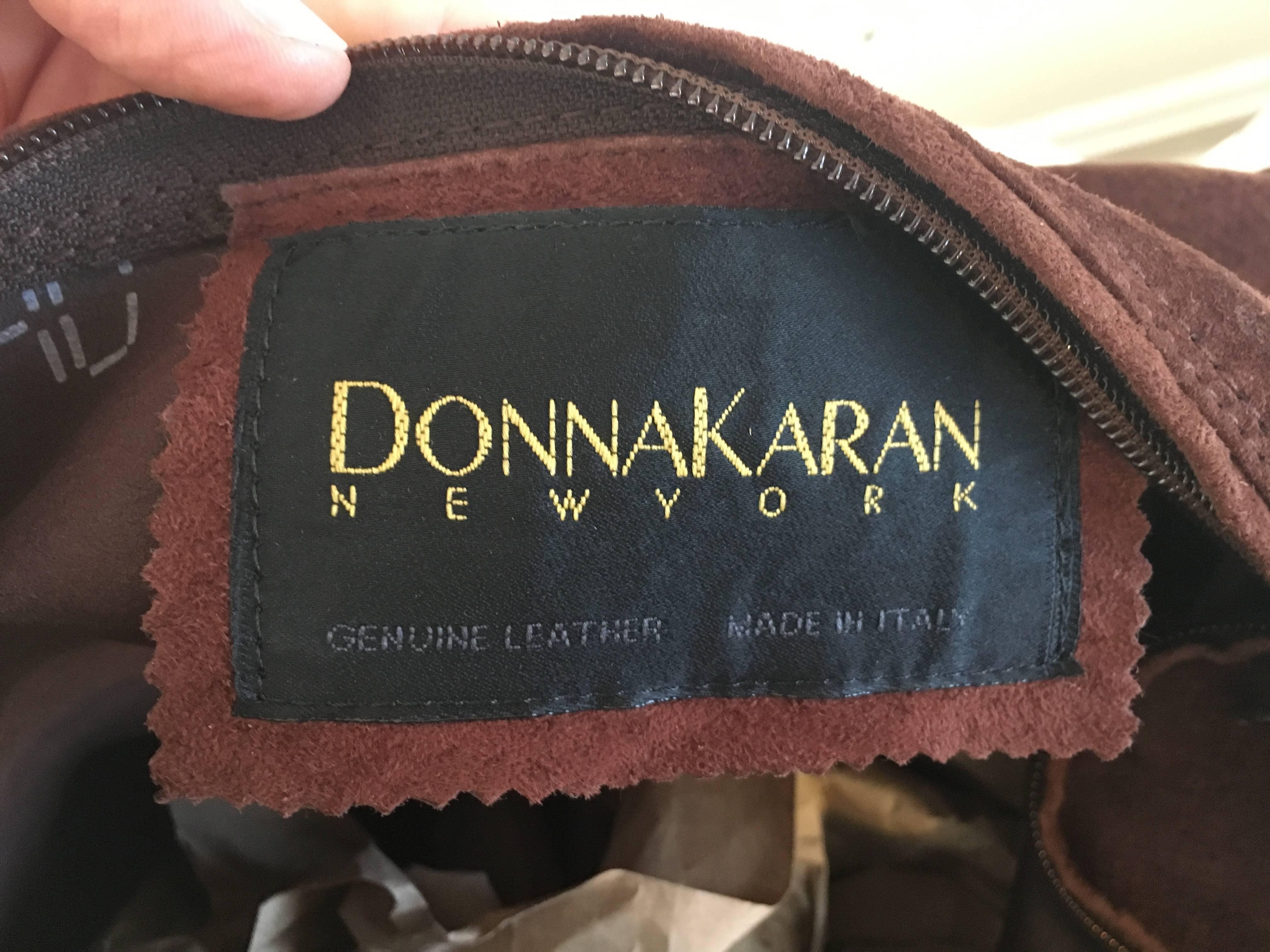 Donna Karan Brown Suede Hobo Handbag. Made in Italy. Never Used. 3