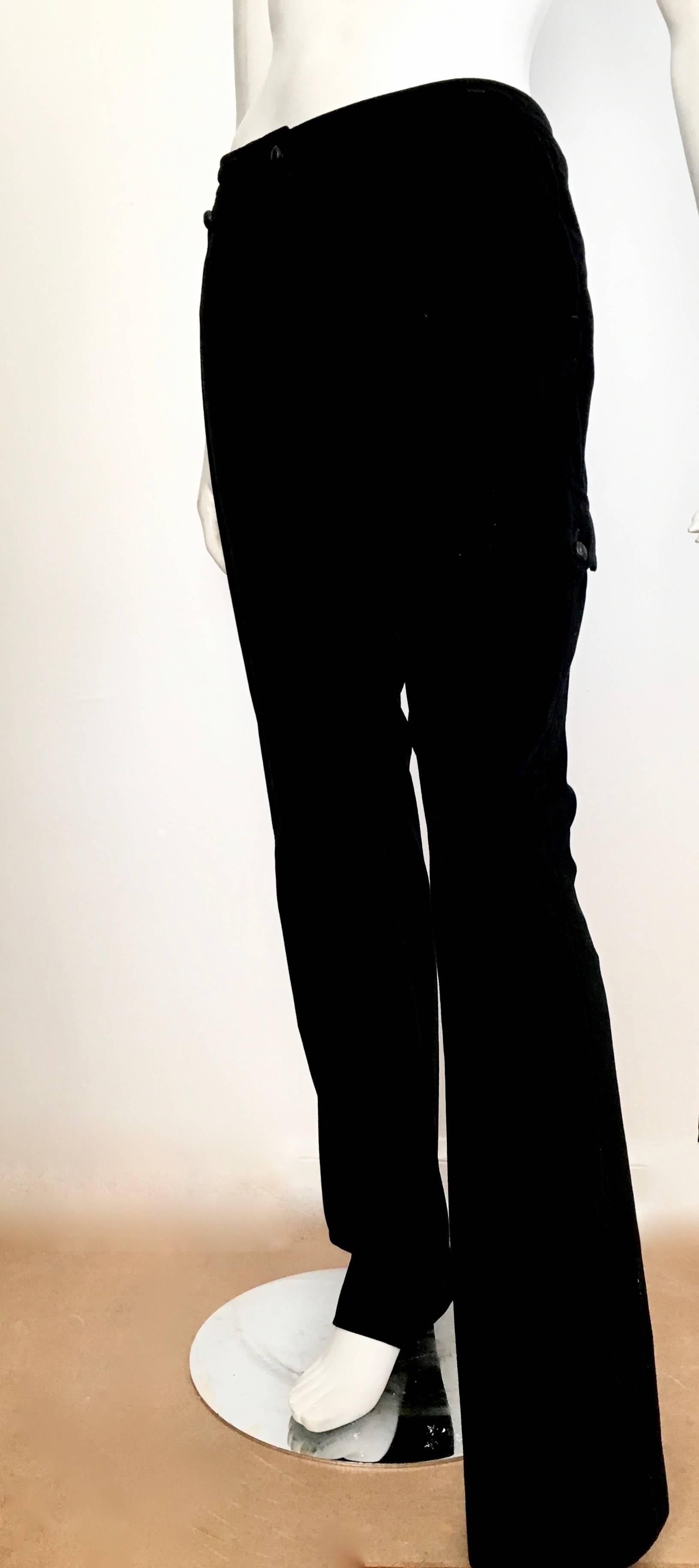 Yves Saint Laurent Rive Gauche Black Velvet Cargo Pants with Pockets Size 6. 1