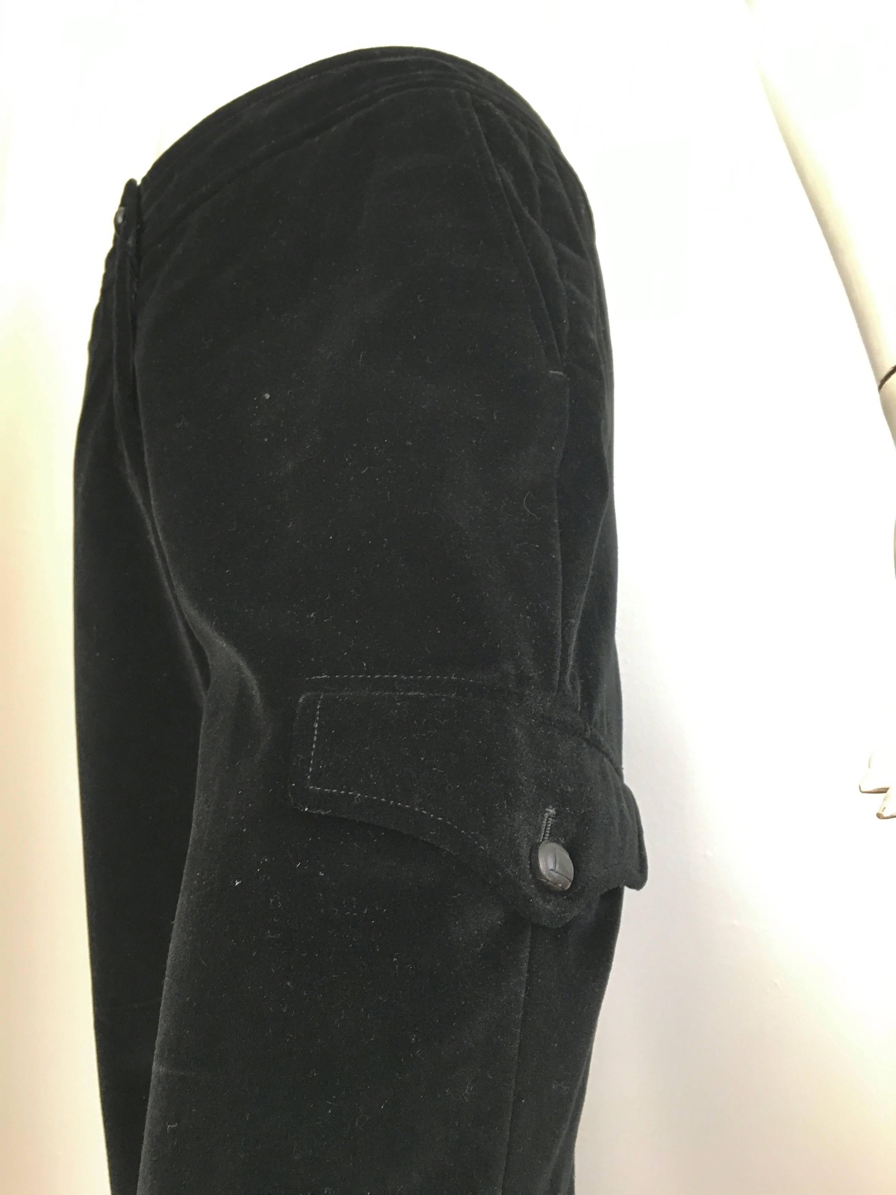 Yves Saint Laurent Rive Gauche Black Velvet Cargo Pants with Pockets Size 6. 2