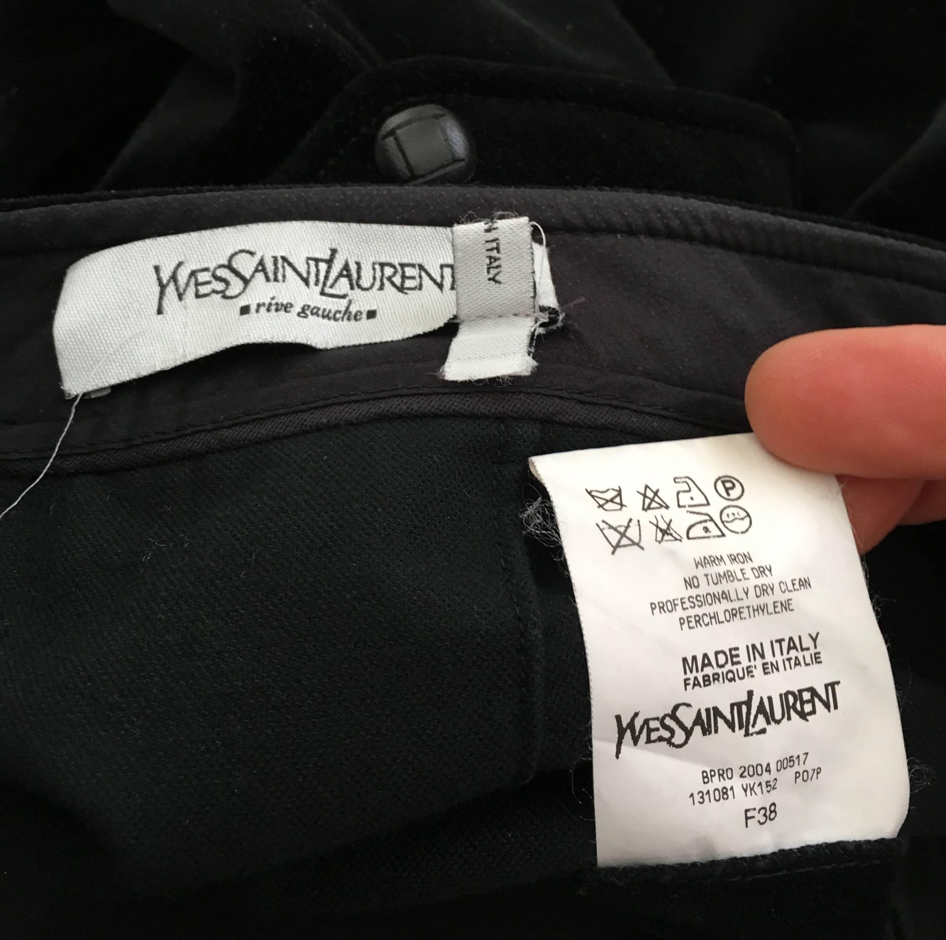 Yves Saint Laurent Rive Gauche Black Velvet Cargo Pants with Pockets Size 6. 3