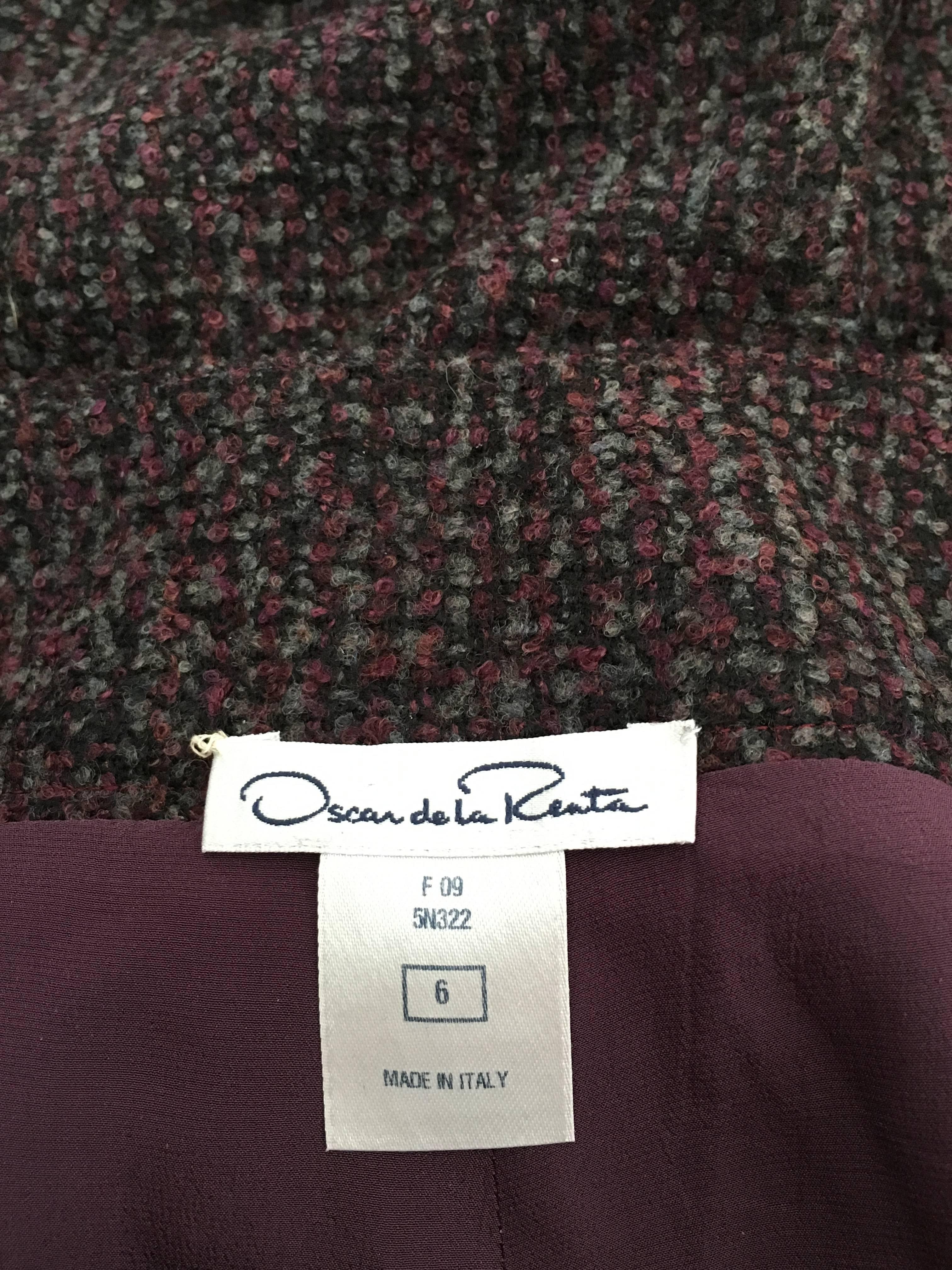 Oscar de la Renta Nubby Flannel Wool Pants Size 6. Made in Italy. For Sale 5