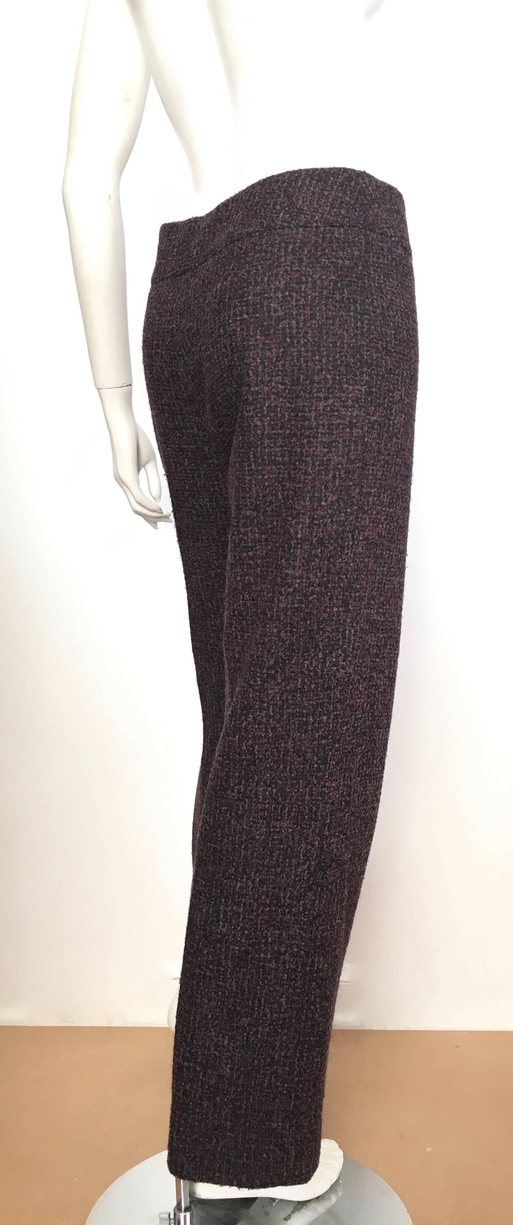 Oscar de la Renta Nubby Flannel Wool Pants Size 6. Made in Italy. In Excellent Condition For Sale In Atlanta, GA