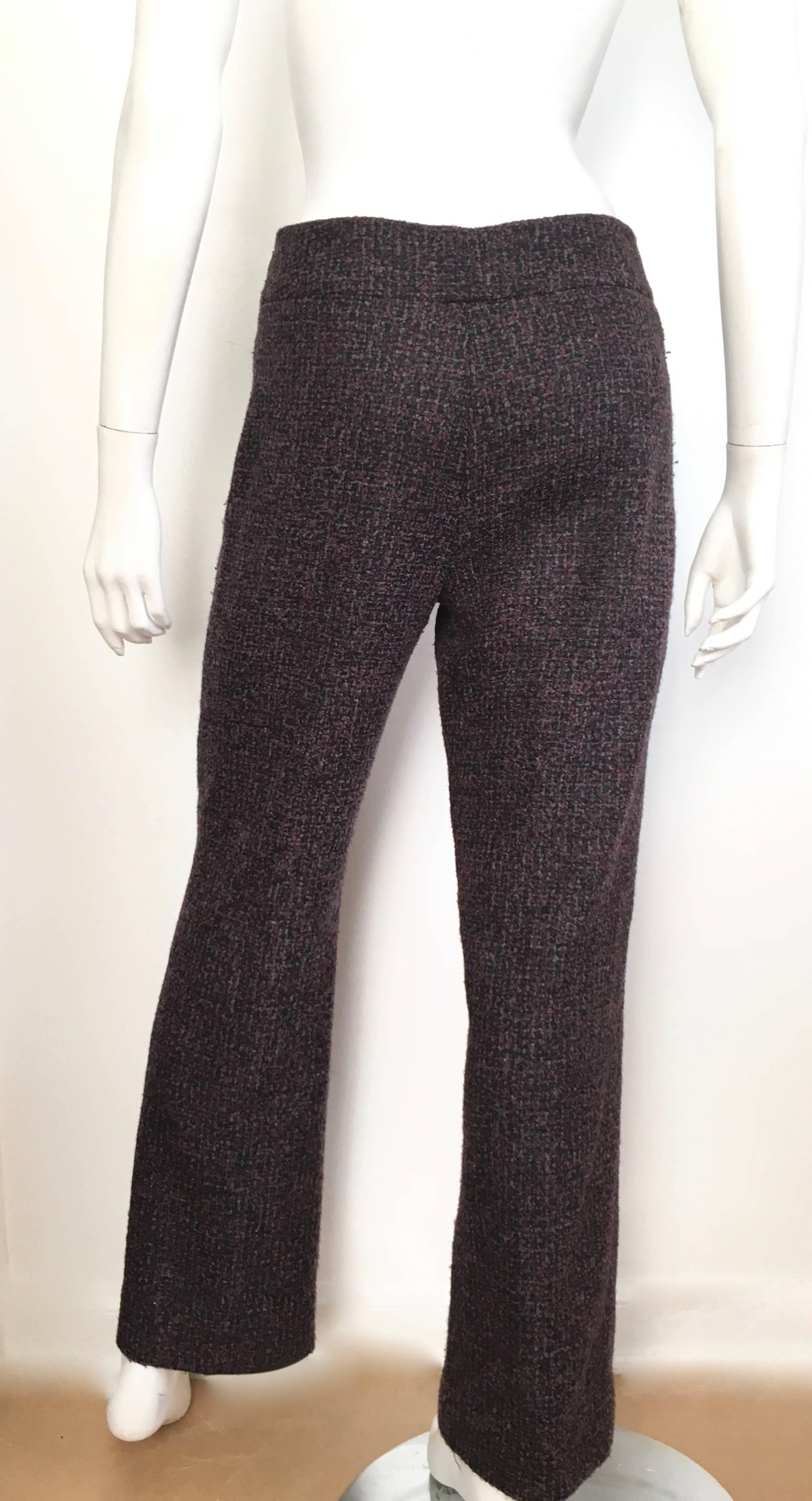 Women's or Men's Oscar de la Renta Nubby Flannel Wool Pants Size 6. Made in Italy. For Sale