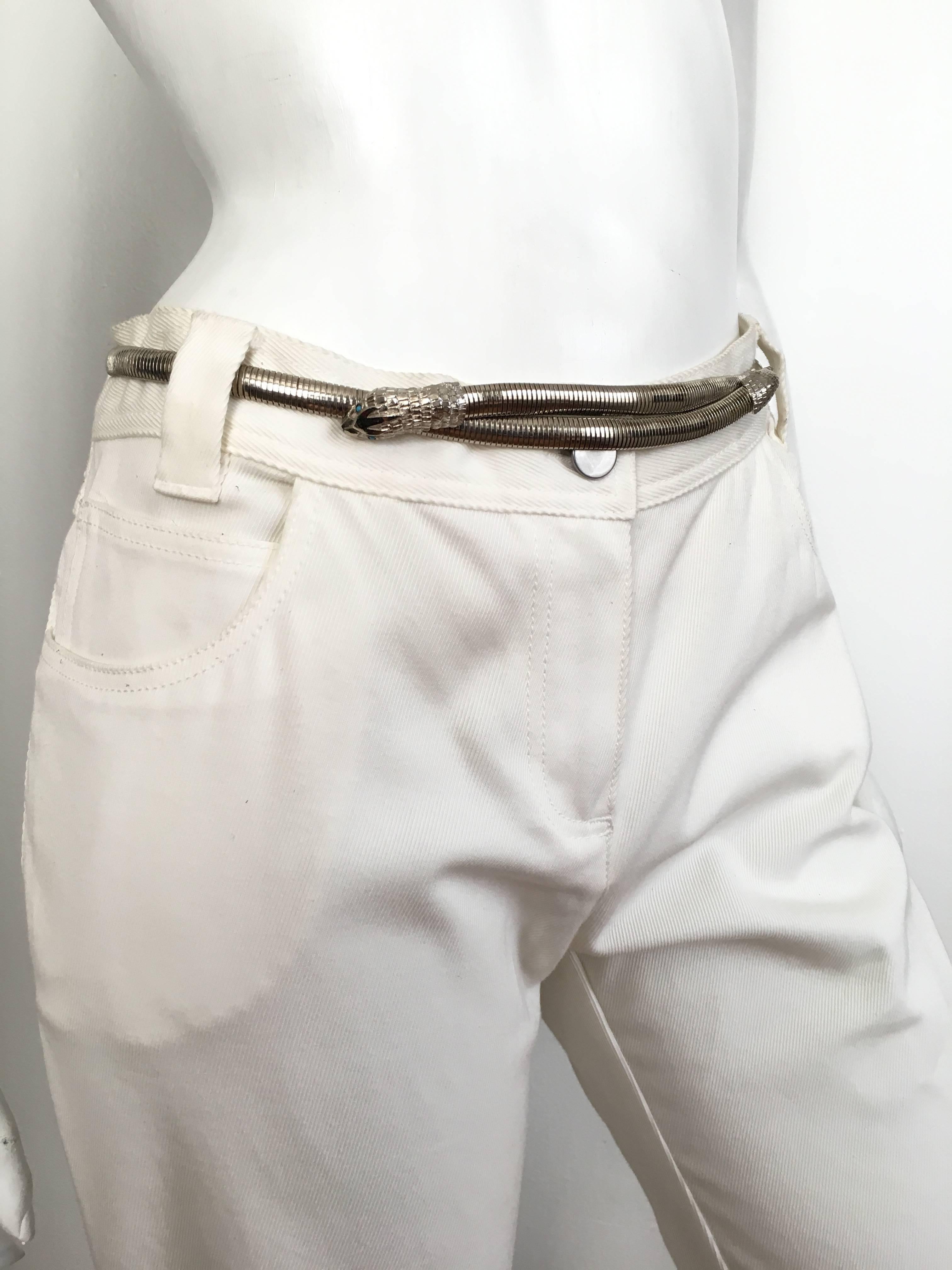 Gray Valentino White Cotton Twill Pants Size 8. For Sale