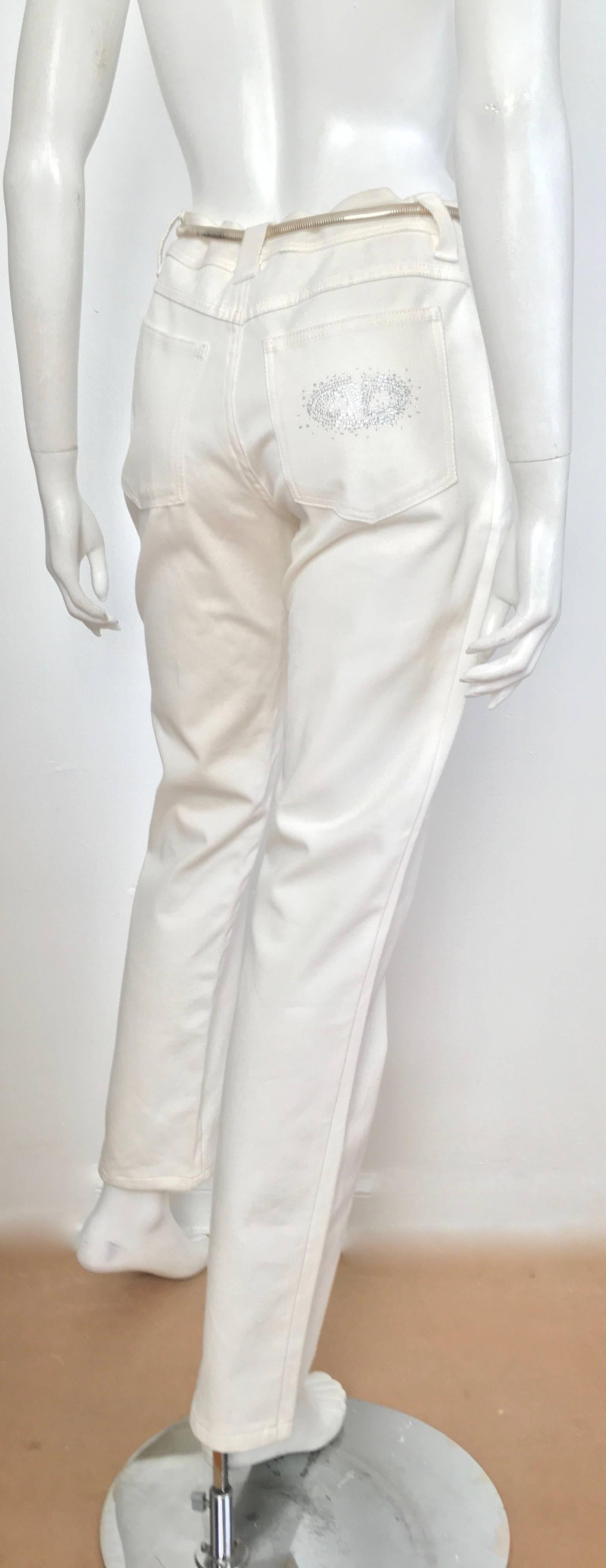 Women's or Men's Valentino White Cotton Twill Pants Size 8. For Sale