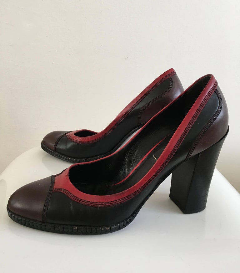 Bottega Veneta Chunky High Heel Leather Shoe Size 38. For Sale at 1stDibs