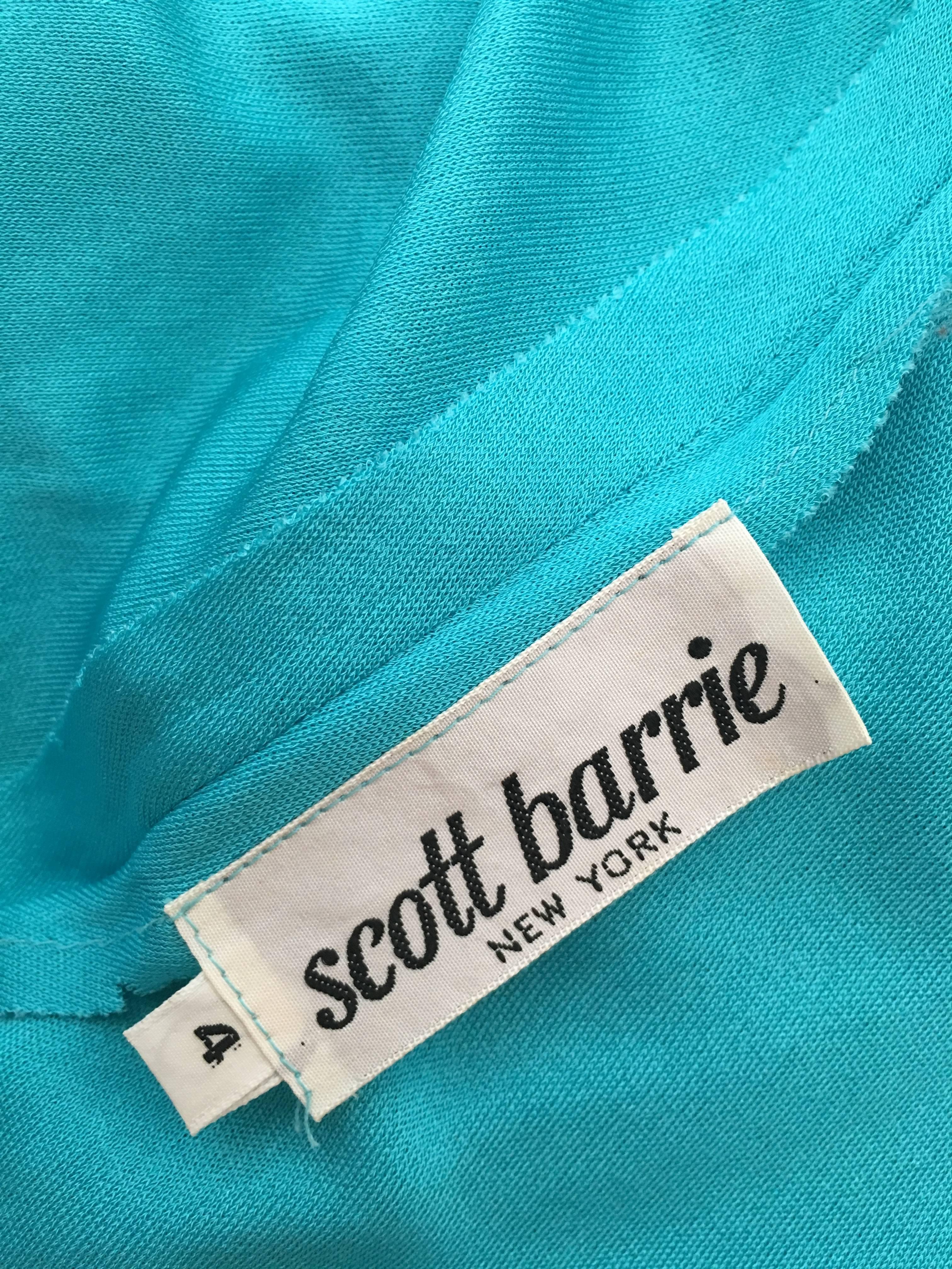 Scott Barrie 1970s Turquoise Disco Maxi Jersey Dress Size 4. For Sale 13