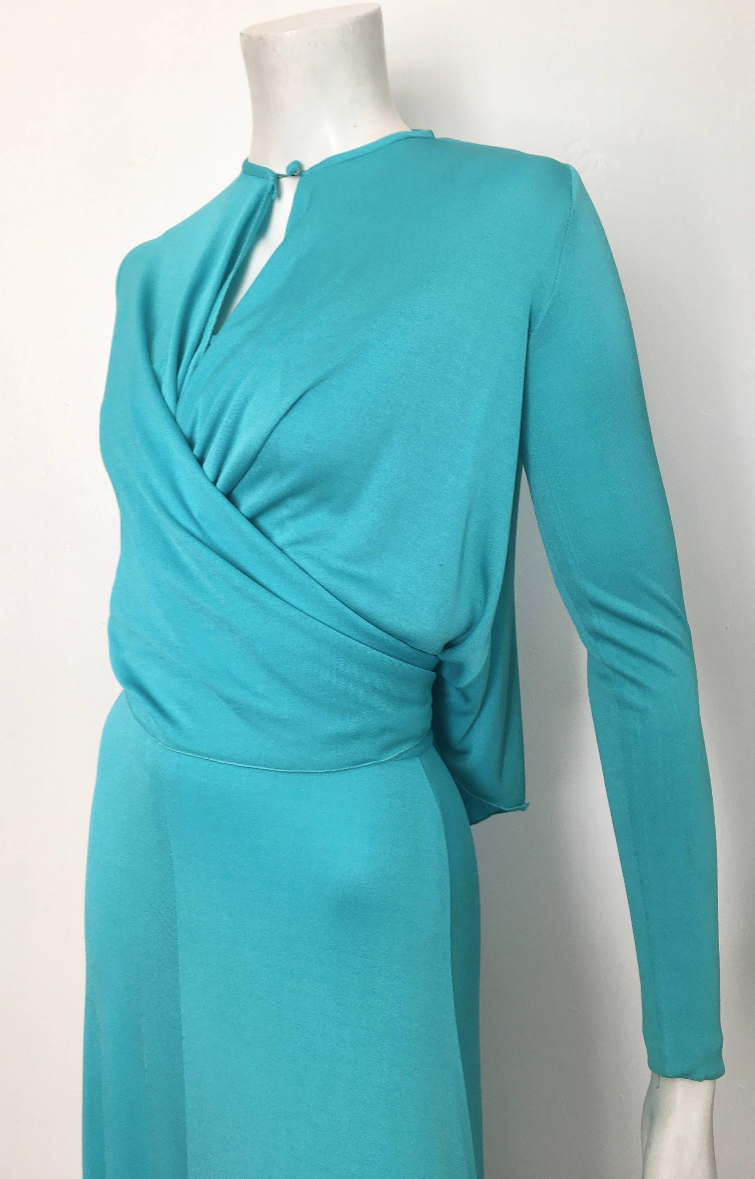 Scott Barrie 1970s Turquoise Disco Maxi Jersey Dress Size 4. For Sale 5