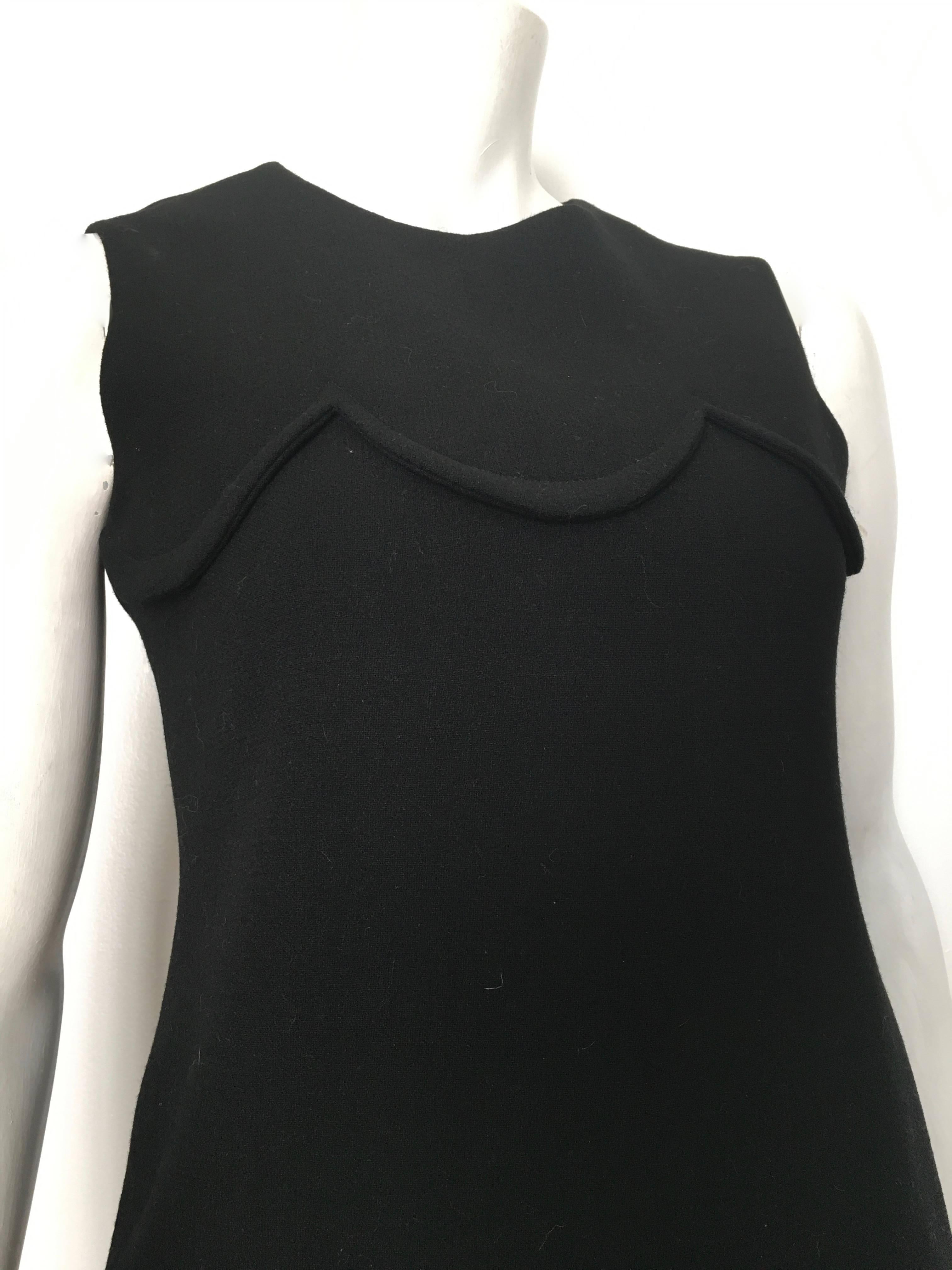 Women's or Men's Pierre Cardin for Saks Fifth Avenue 1971 Black Wool Sleeveless Dress Size 6.