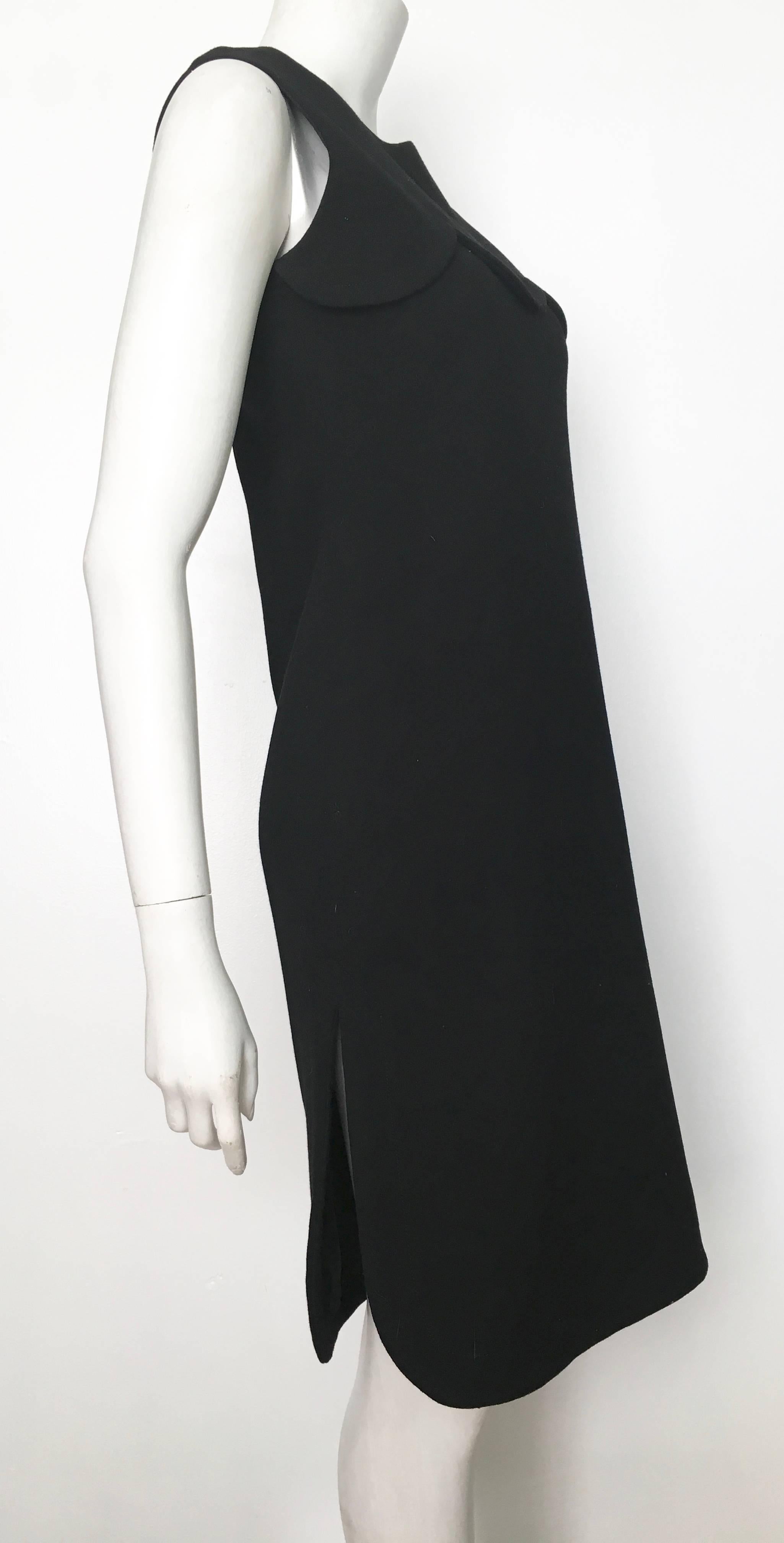 Pierre Cardin for Saks Fifth Avenue 1971 Black Wool Sleeveless Dress Size 6. 1